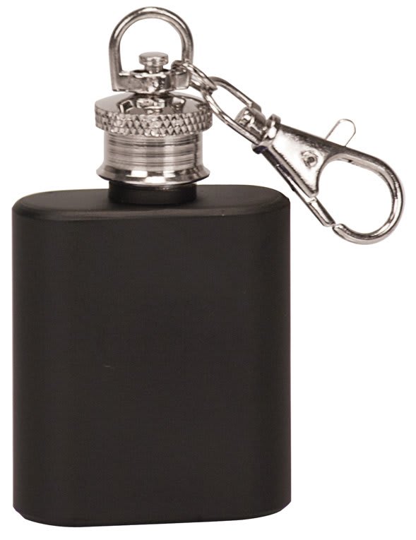 1 oz. Matte Black Flask Keychain 1
