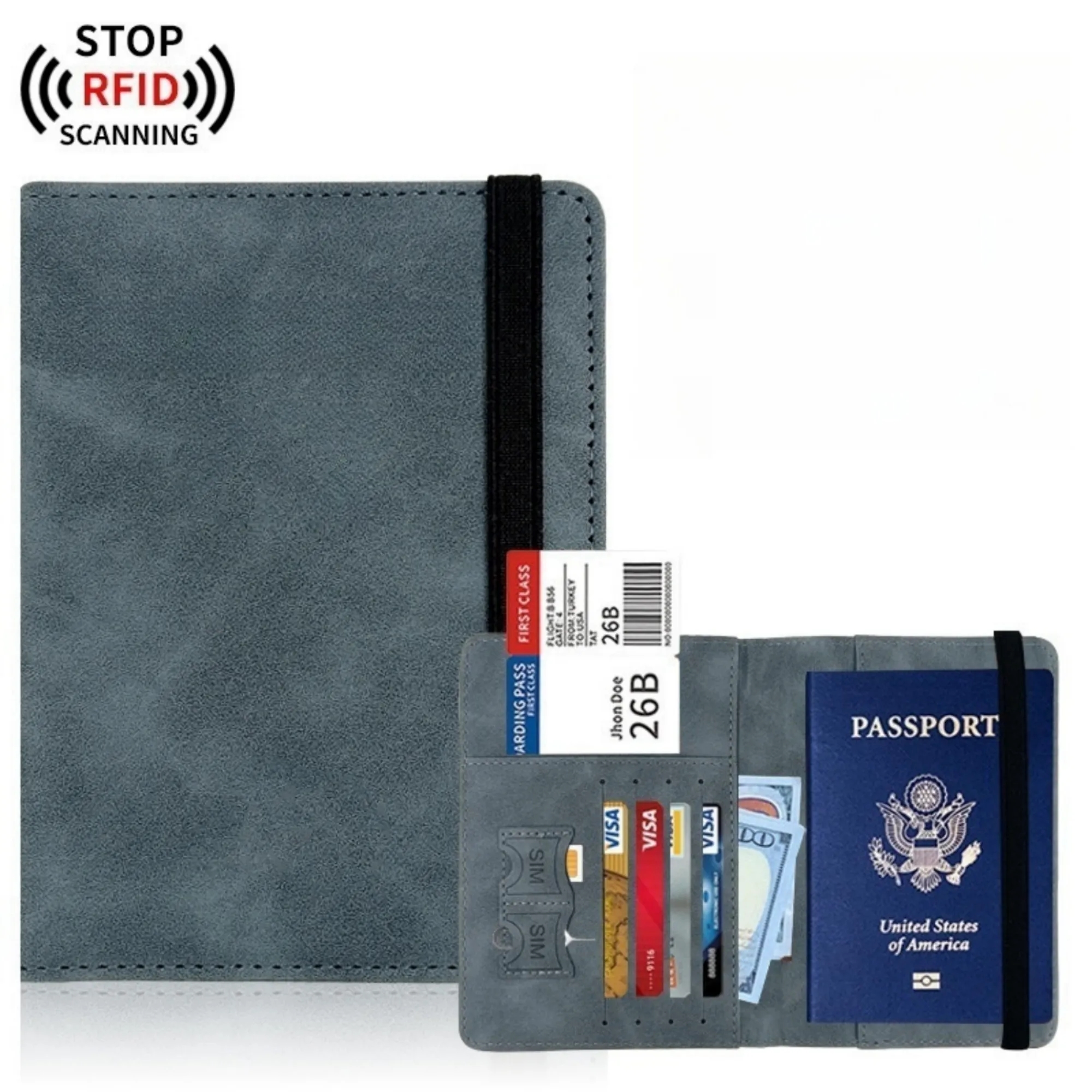 RFID-Blocking PU Leather Passport Holder 6