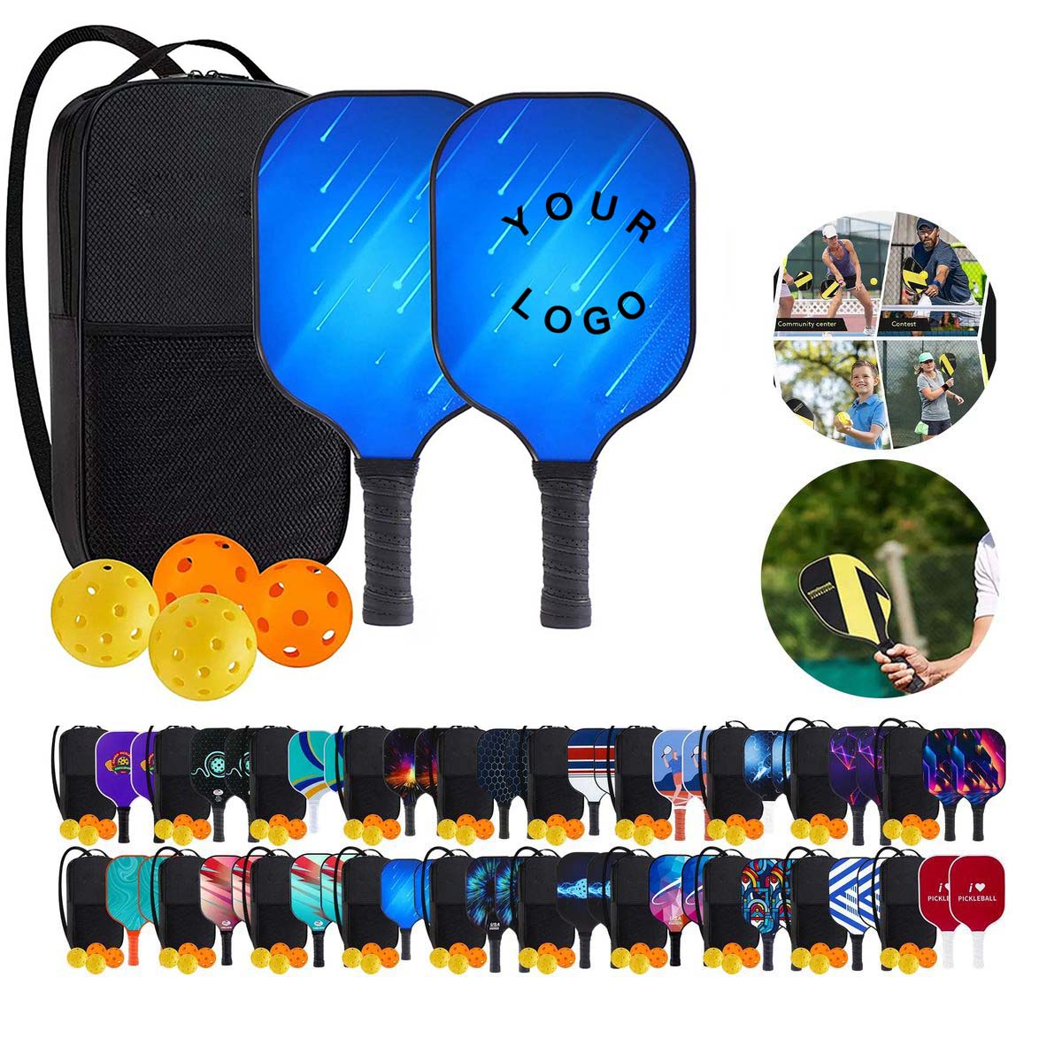 Complete Fiberglass Pickleball Set for Beginners 95