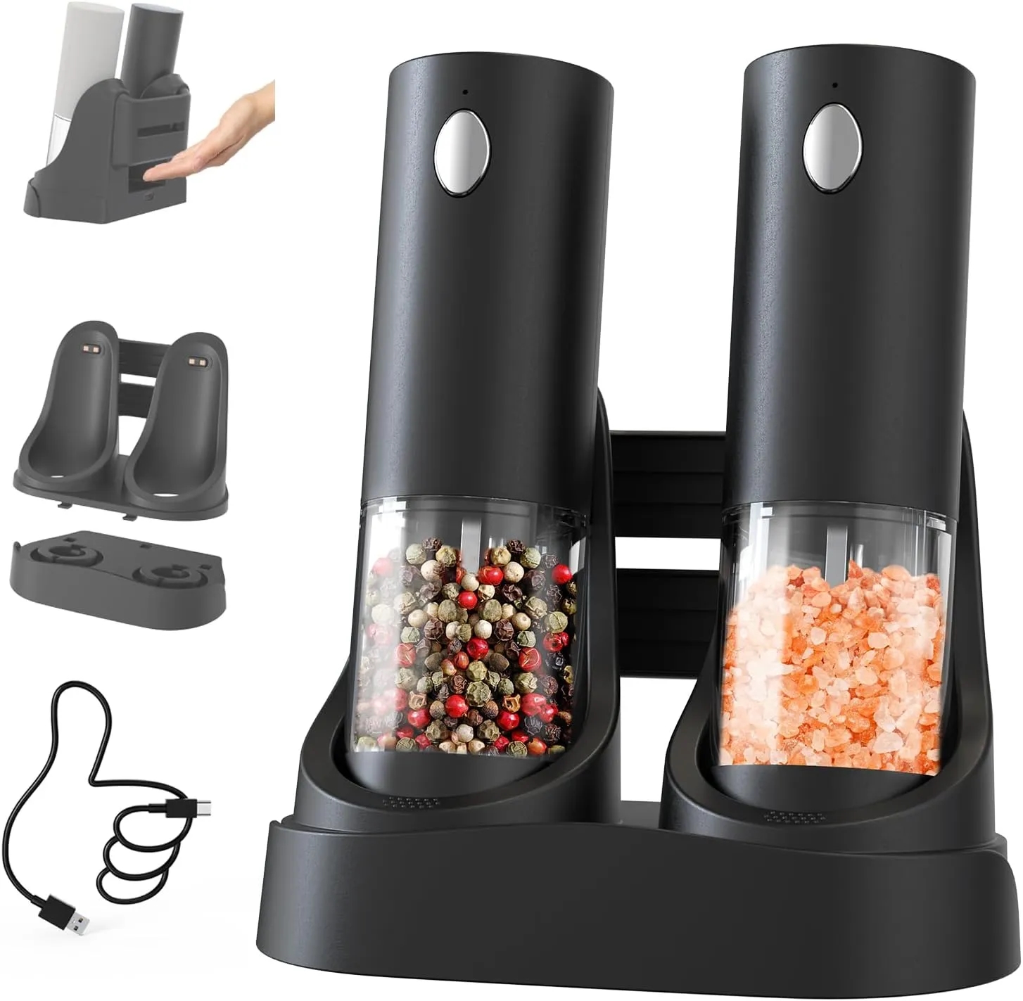 Upgraded Rechargeable Electric Salt and Pepper Grinder Set 4