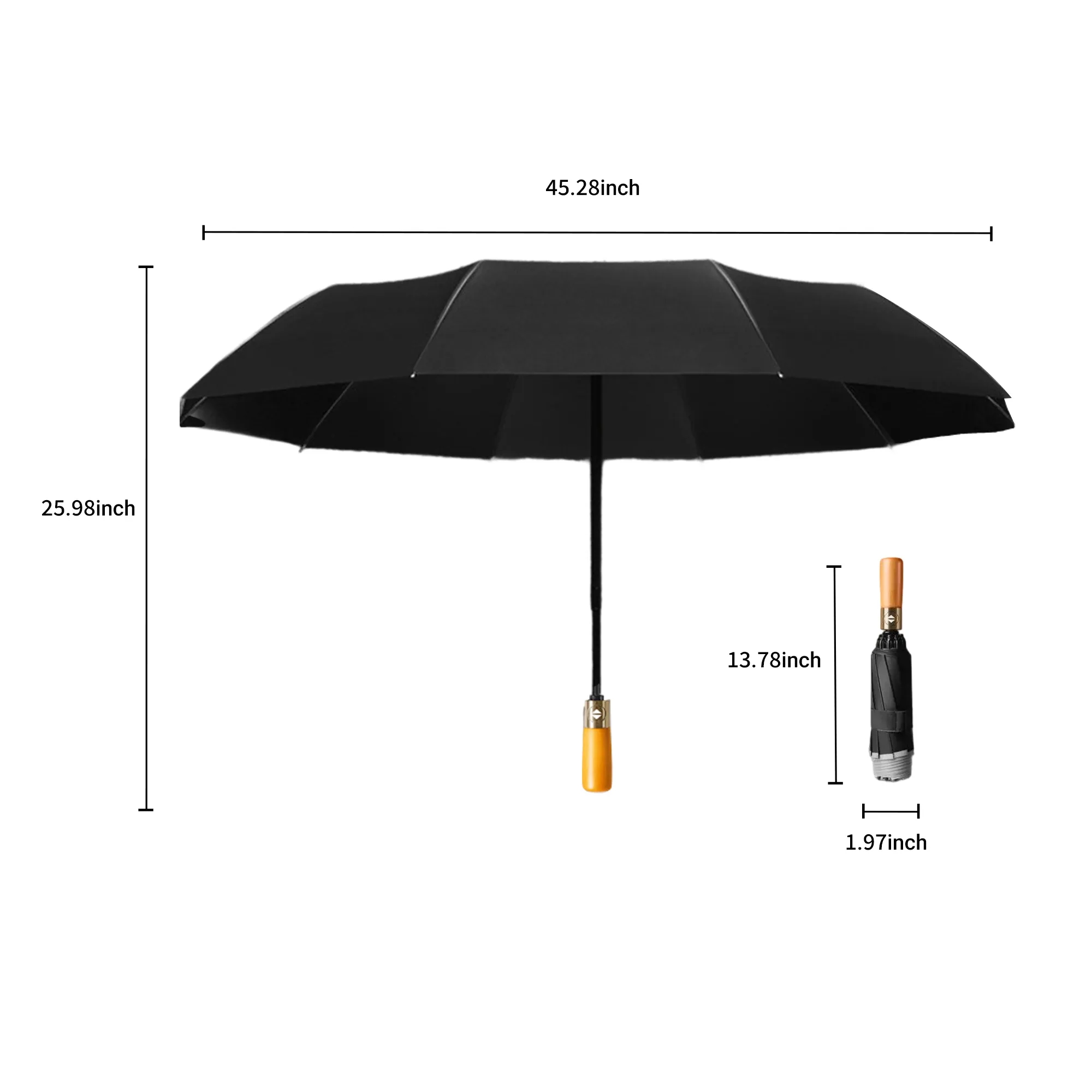 Durable Folding Umbrella with Water Repellent Fabric 10