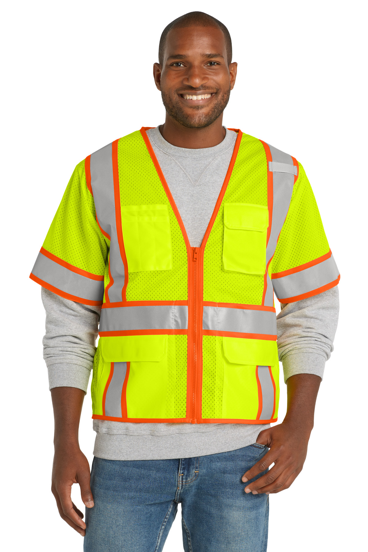 CornerStone ANSI 107 Class 3 Surveyor Mesh Zippered Two-Tone Short Sleeve Vest. CSV106 7