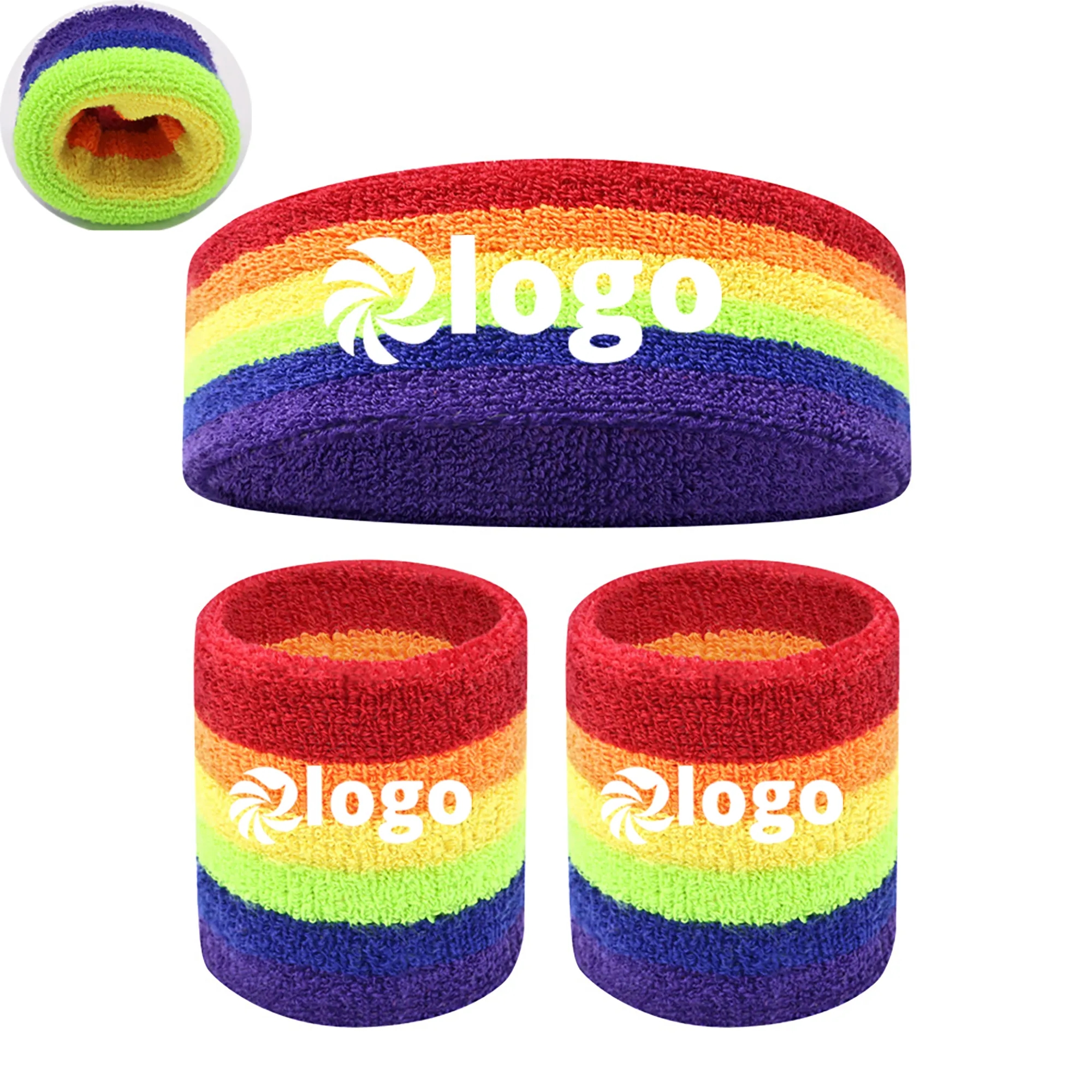 Rainbow Pride Wristband Headband Set
