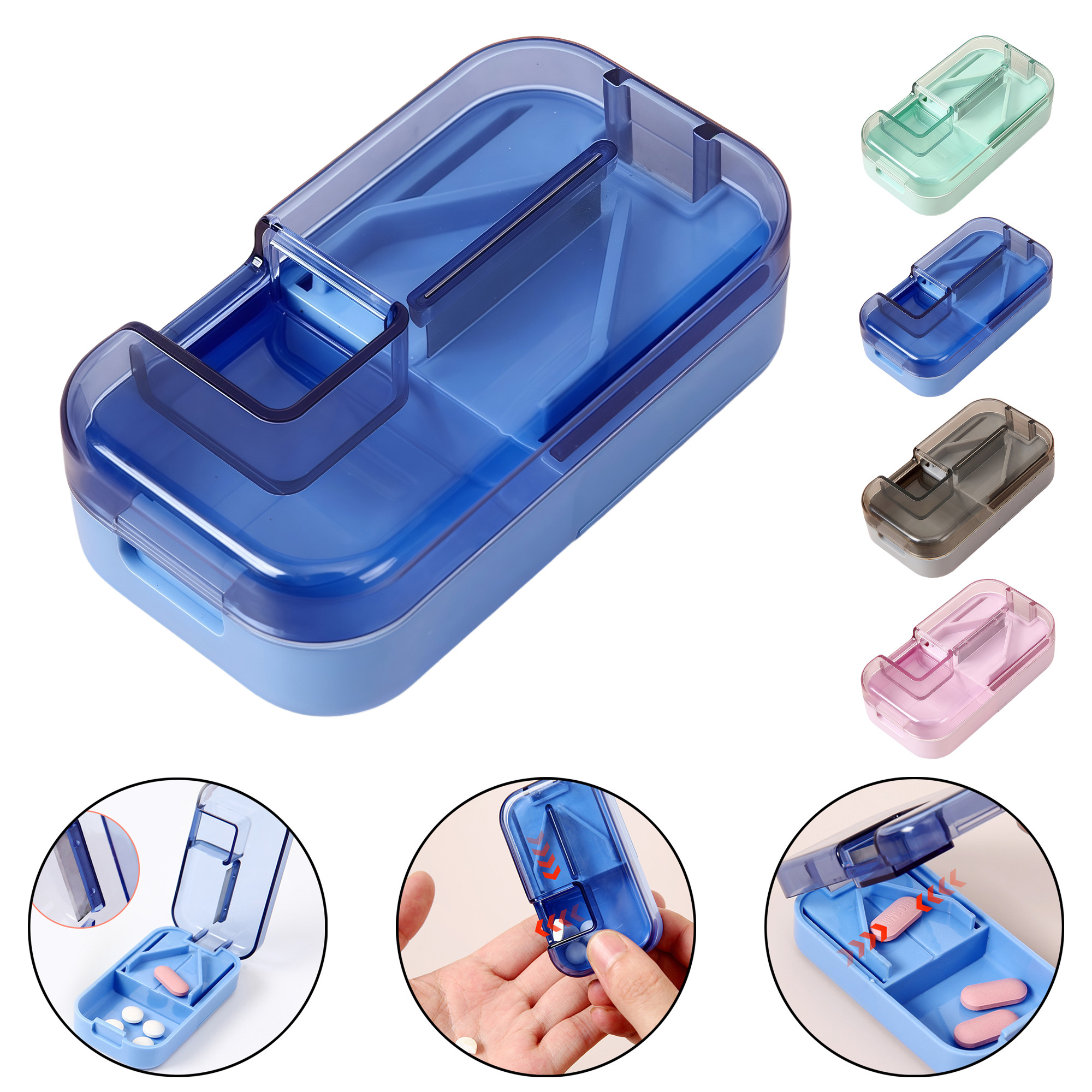 3-in-1 Pill Cutter Box with Storage 4