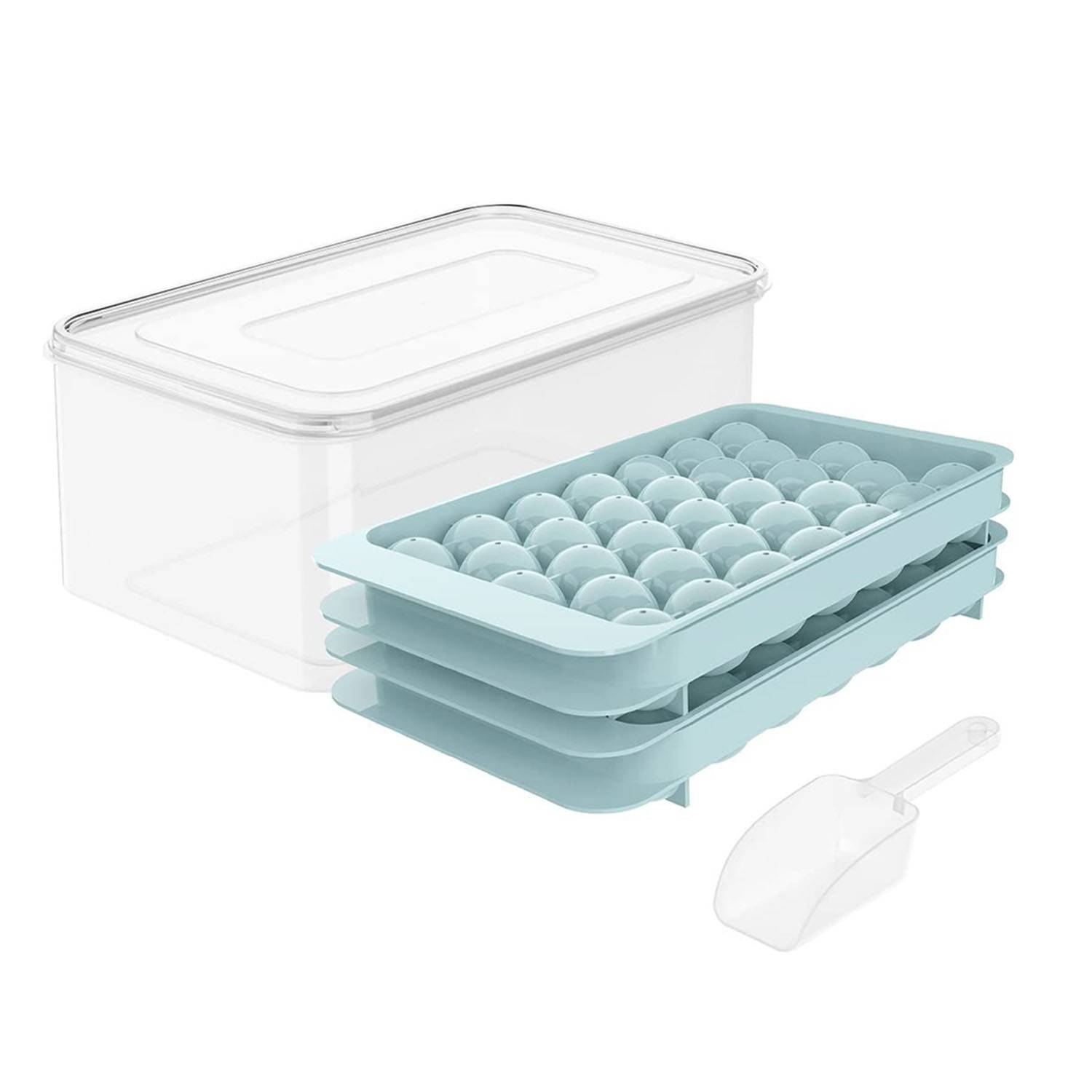 Round Ice Cube Tray w/ Lid & Bin 5