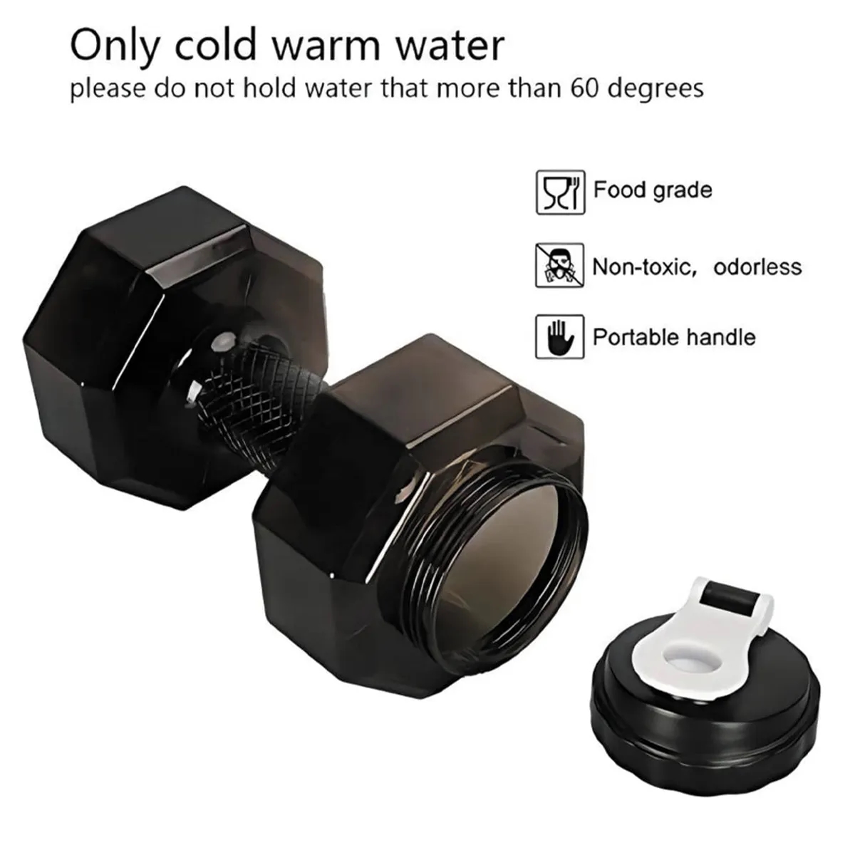 75 oz Custom Unique Flip Top Lid Dumbbell Water Bottle 6