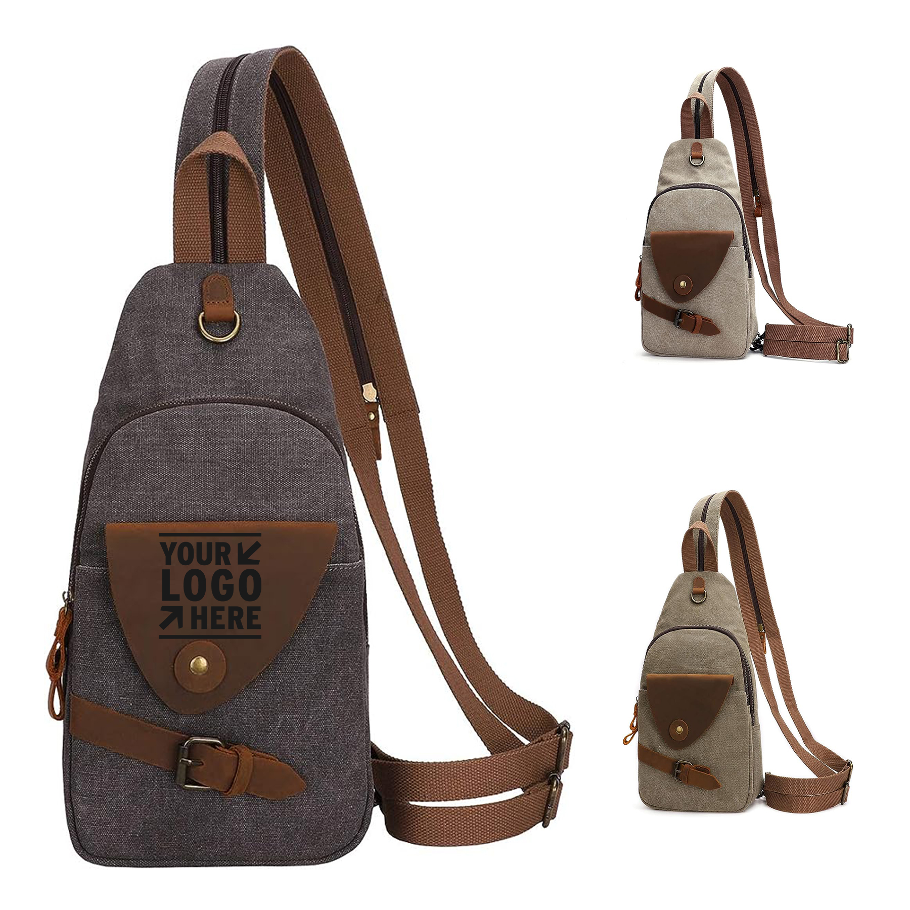 Men Women Canvas Sling Bag Crossbody Shoulder Backpack Casual Rucksack 
