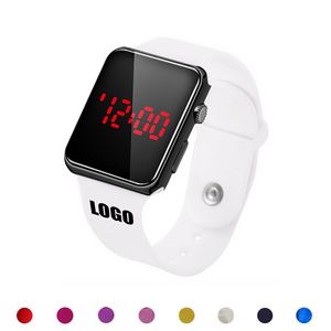Sports Watch With White Band Digital Display Adjustable Design 9