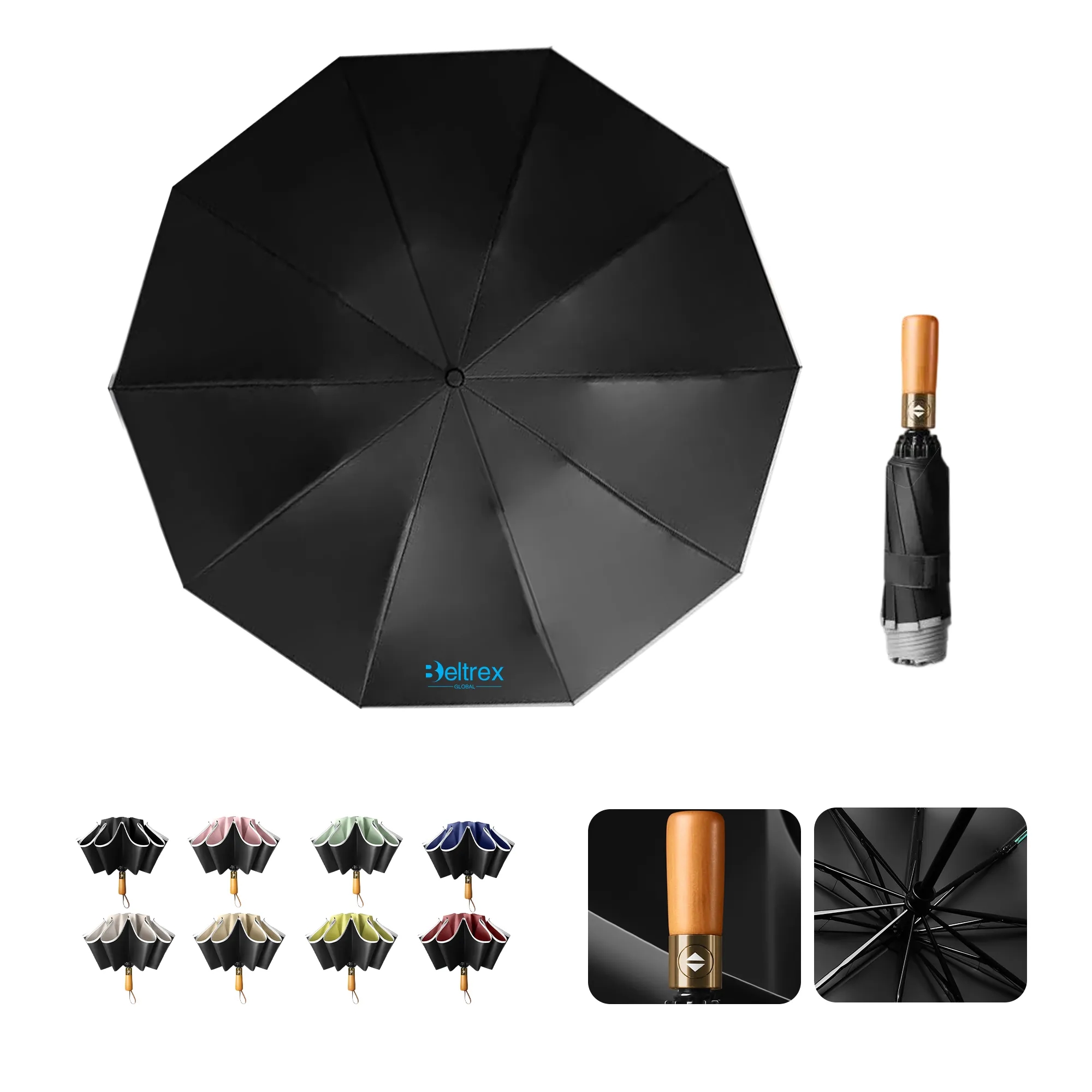 Durable Folding Umbrella with Water Repellent Fabric 5