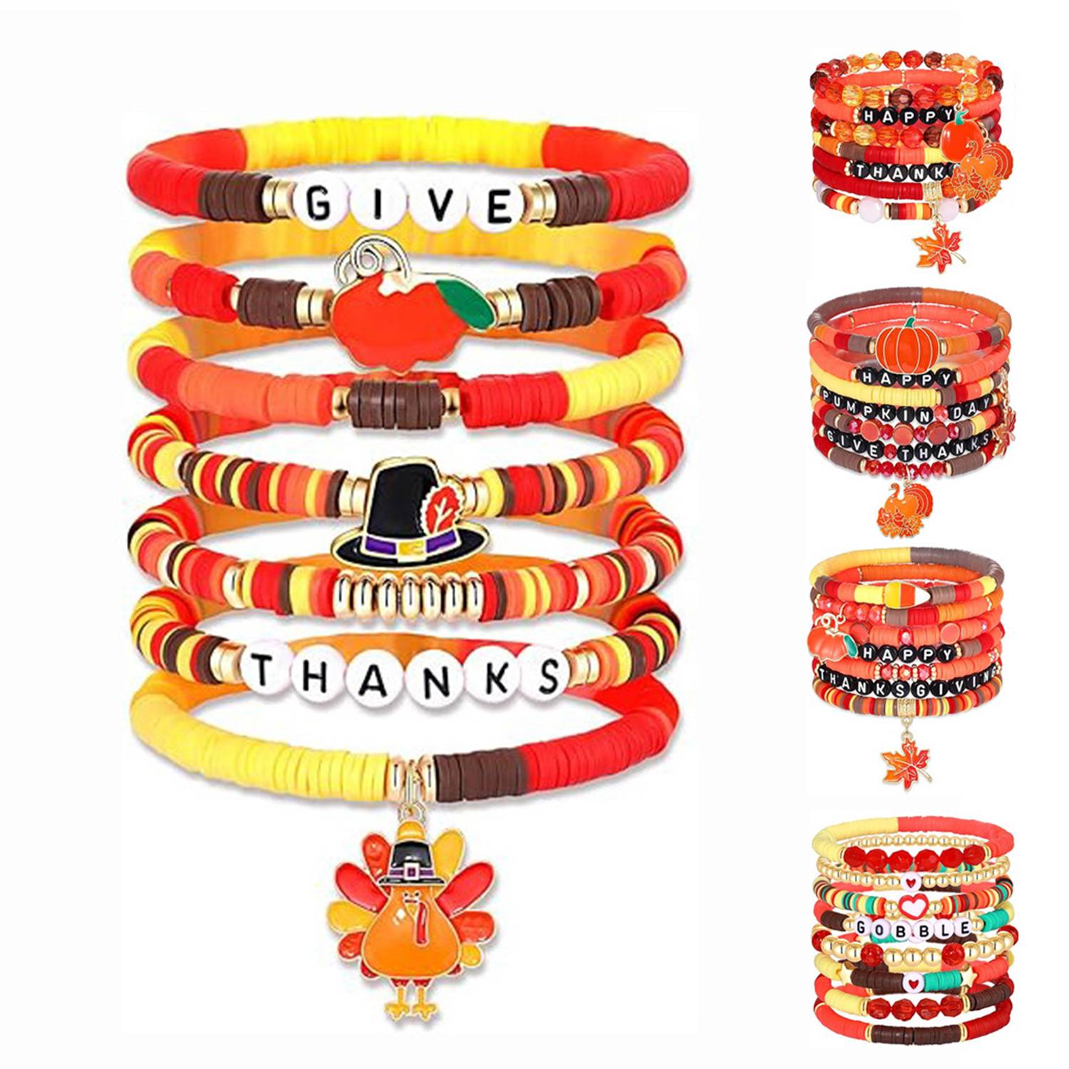 Plastic Thanksgiving turkey maple leaf pendant bracelet 13