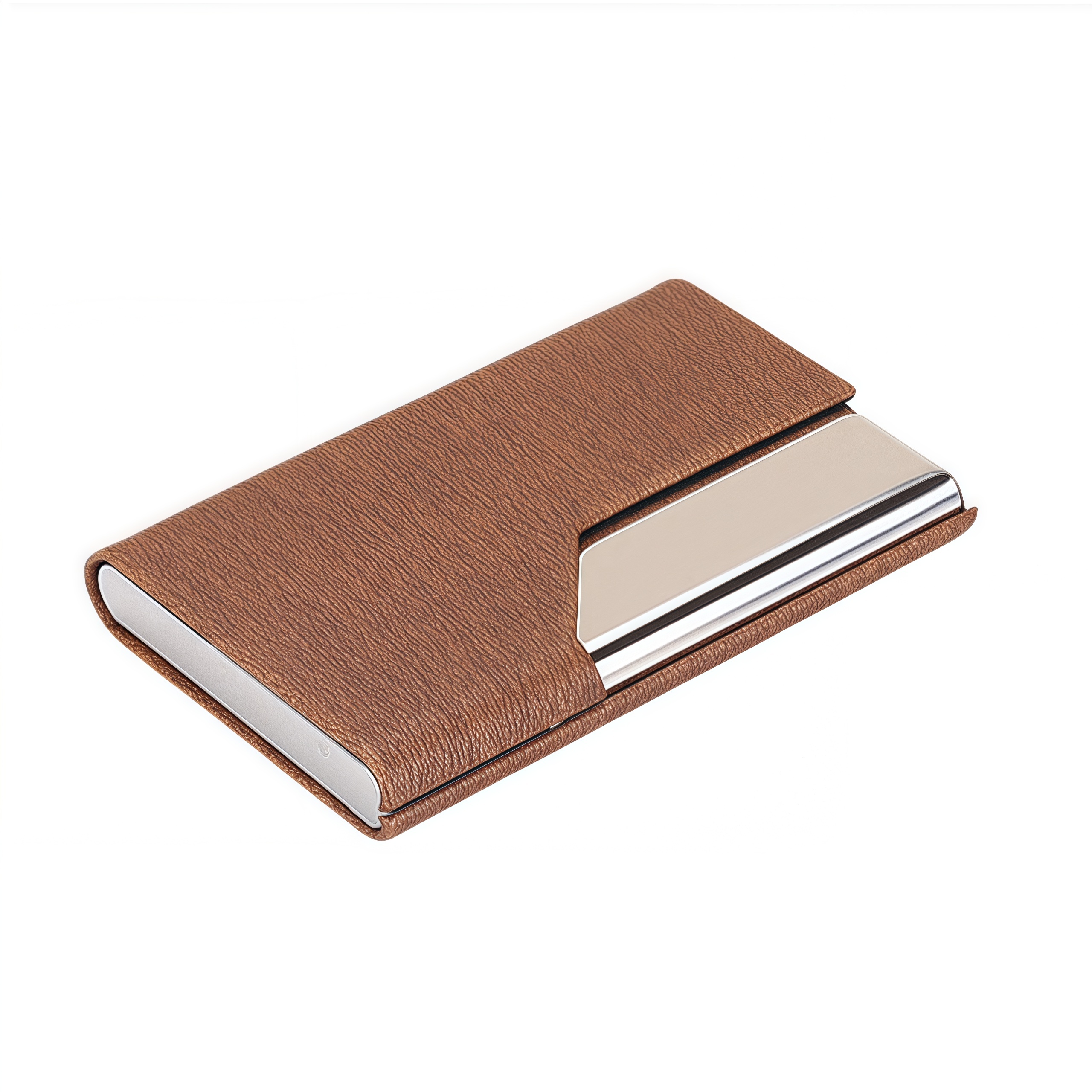 Portable Card Holder Metal Business Name Card Case Gift Promotional Stainless Steel PU Namecard Box 7