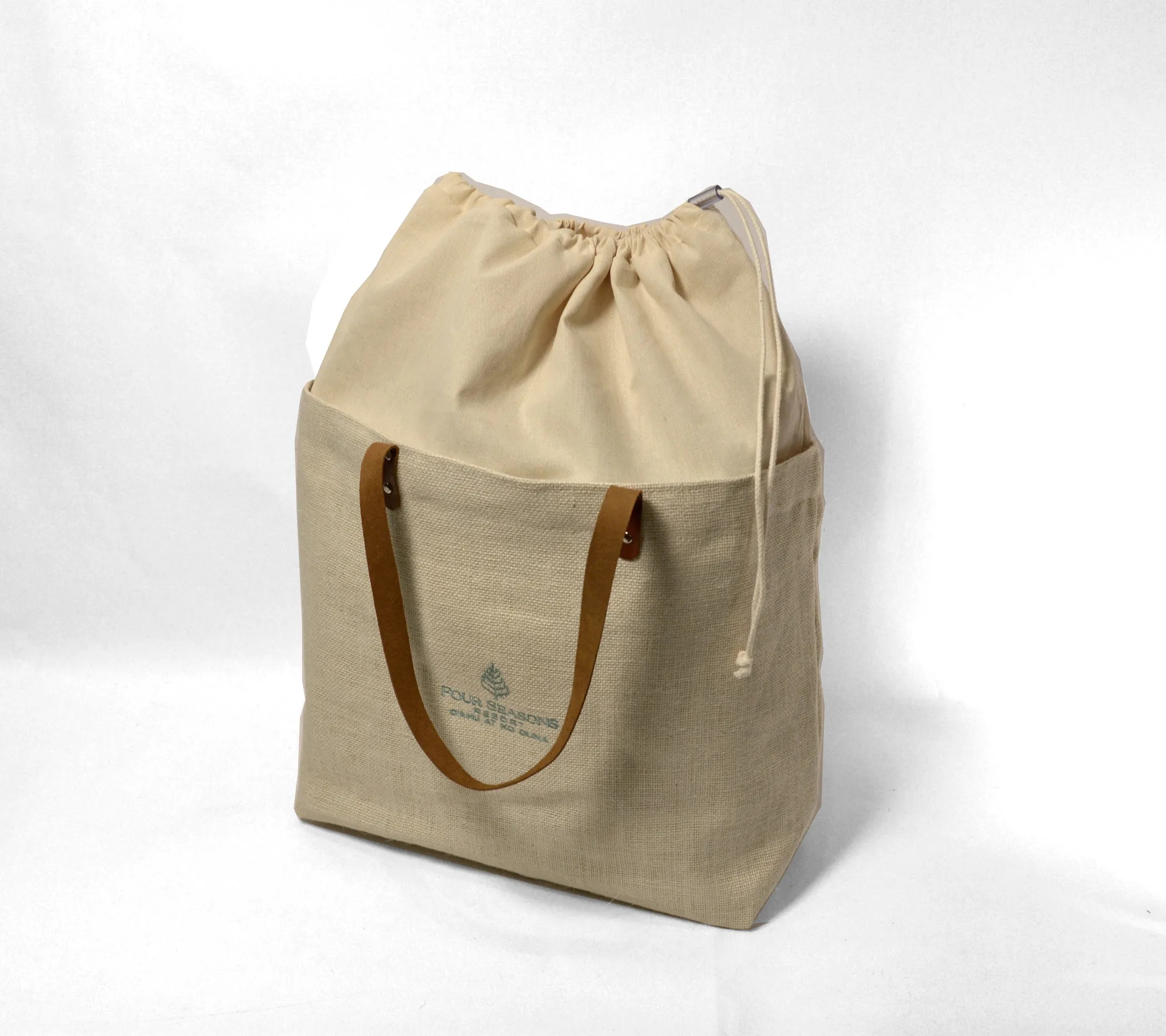 Burlap Canvas Open Tote 3