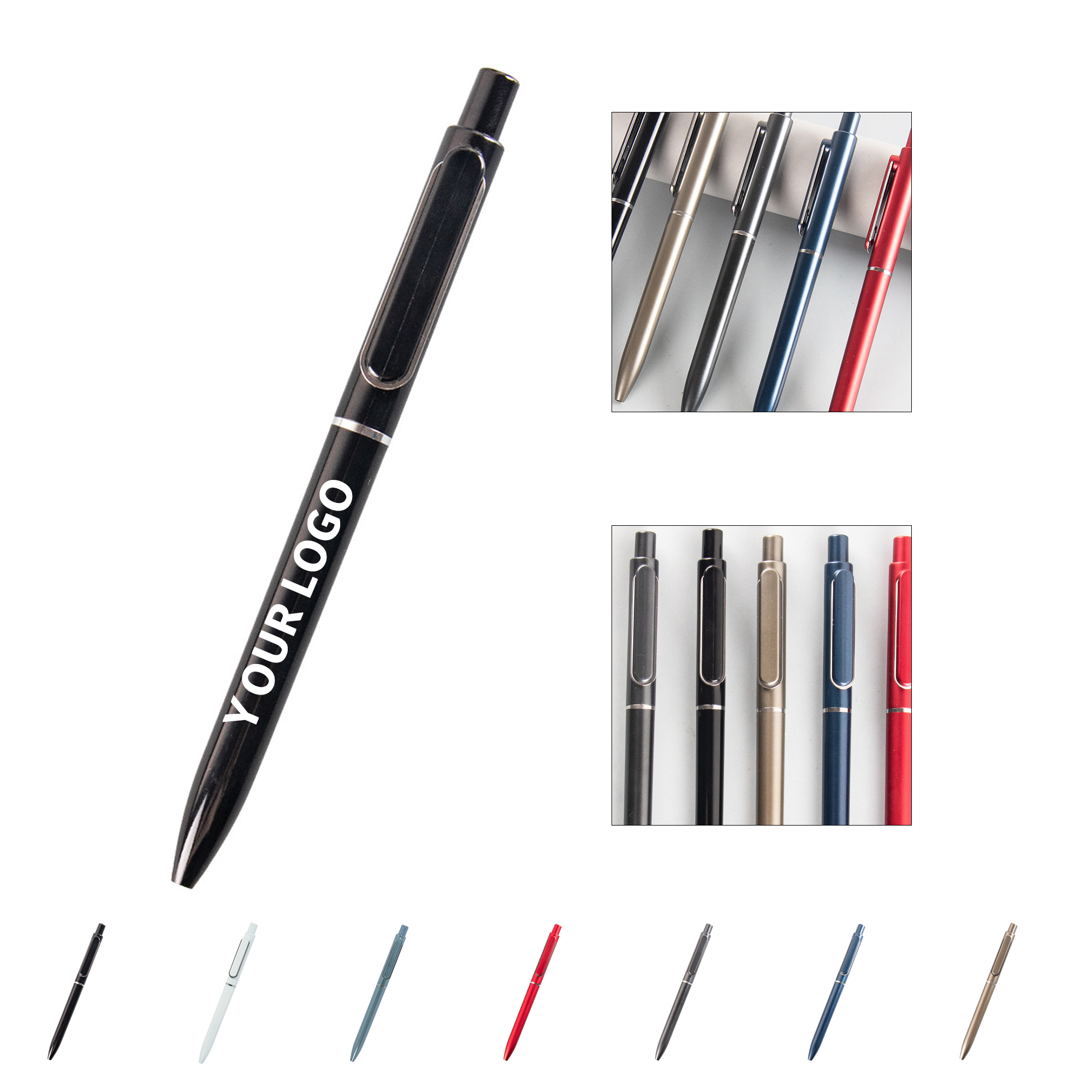 Metallic Barrel Click Pen With Contoured Grip 2
