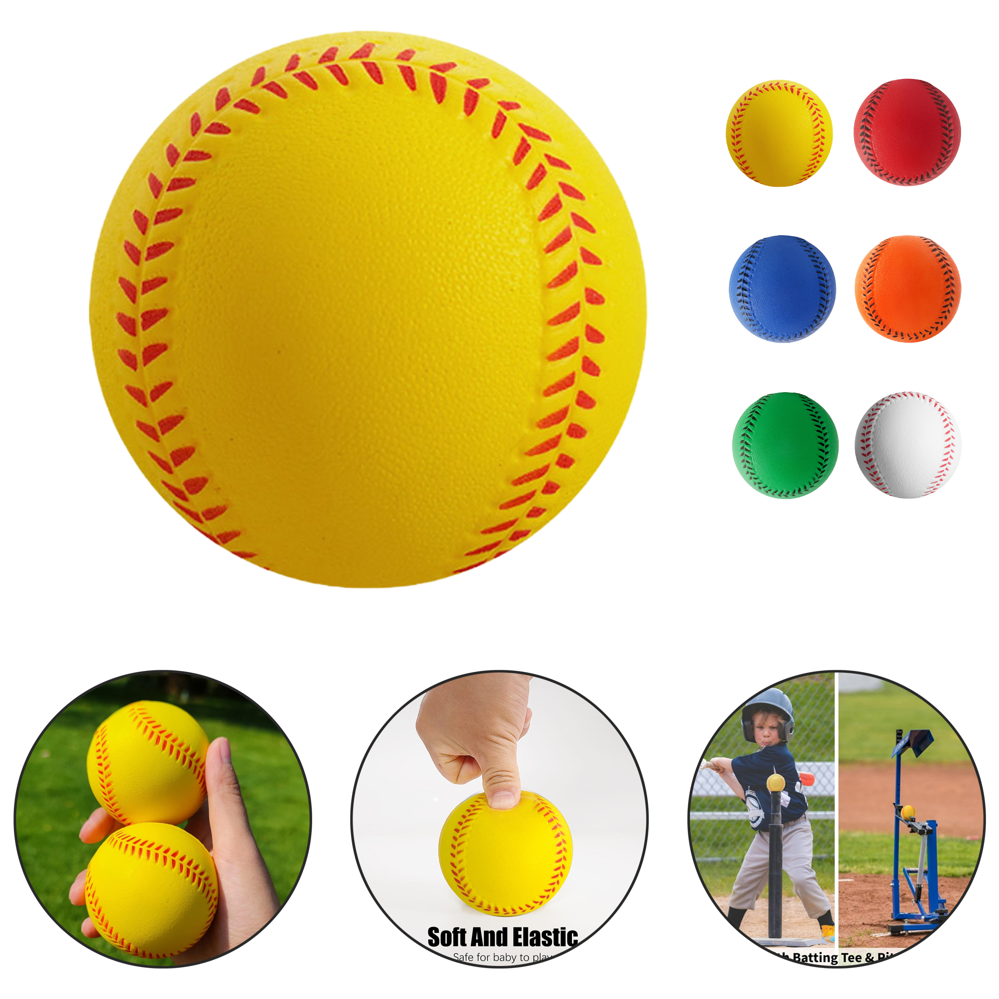 Soft Baseball PU Sponge Solid Stress Ball for Kids 8