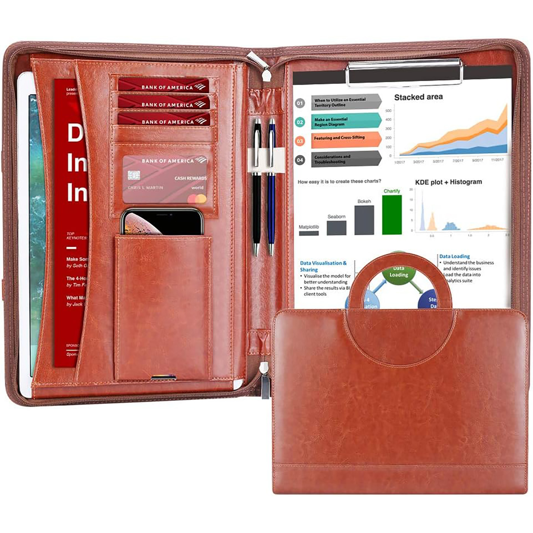 Zippered Leather Padfolio Portfolio 6