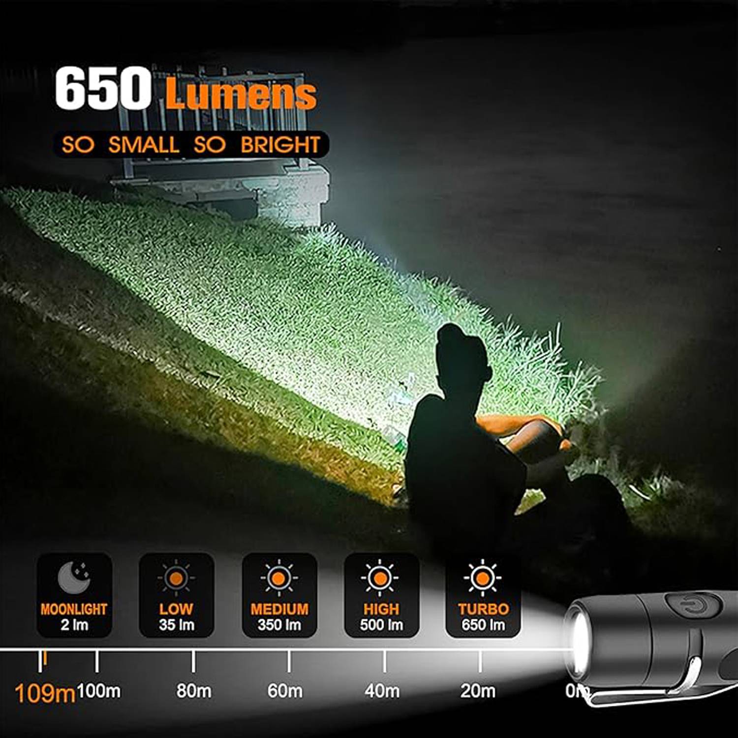 Mini Rechargeable Aluminum EDC Keychain Flashlight 5