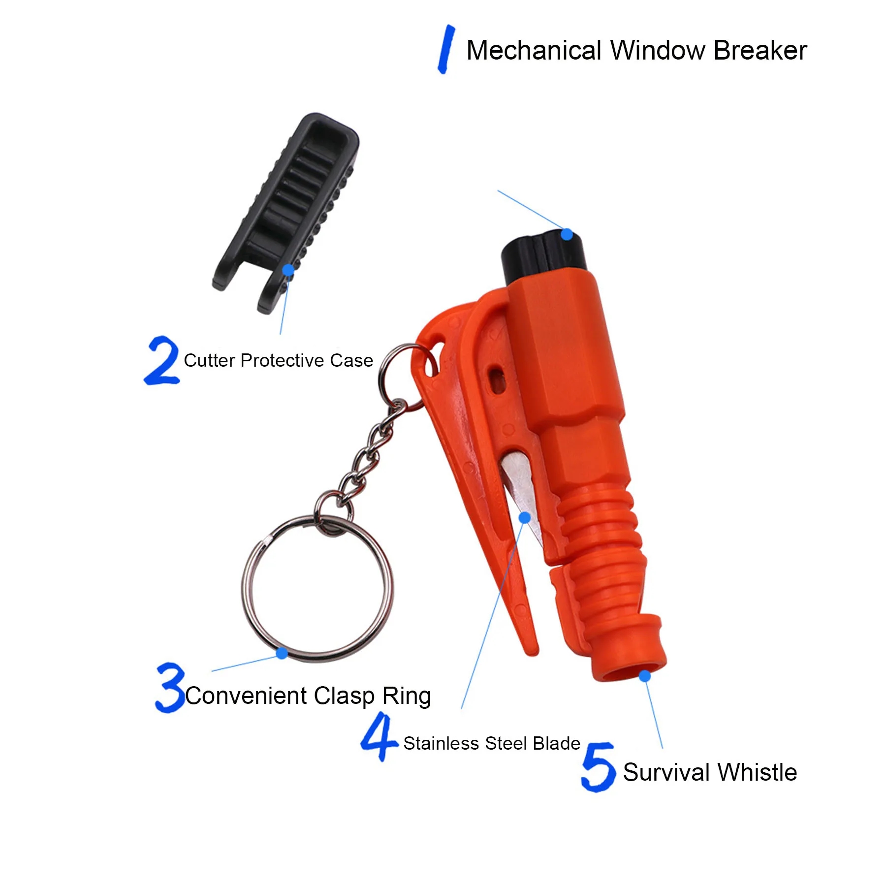 3 in 1 Glass Breaker and Seatbelt Cutter & Survival Whistle 9