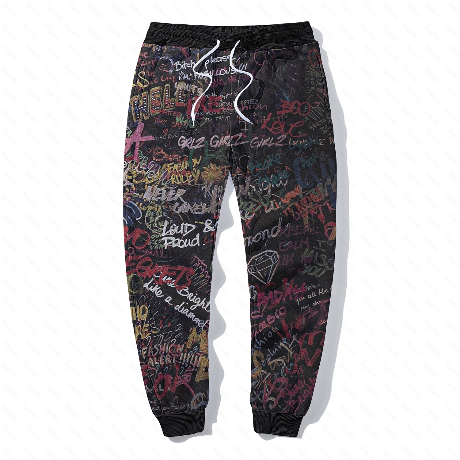 Men's Floral Letter Graphic Print Drawstring Sweatpants 9