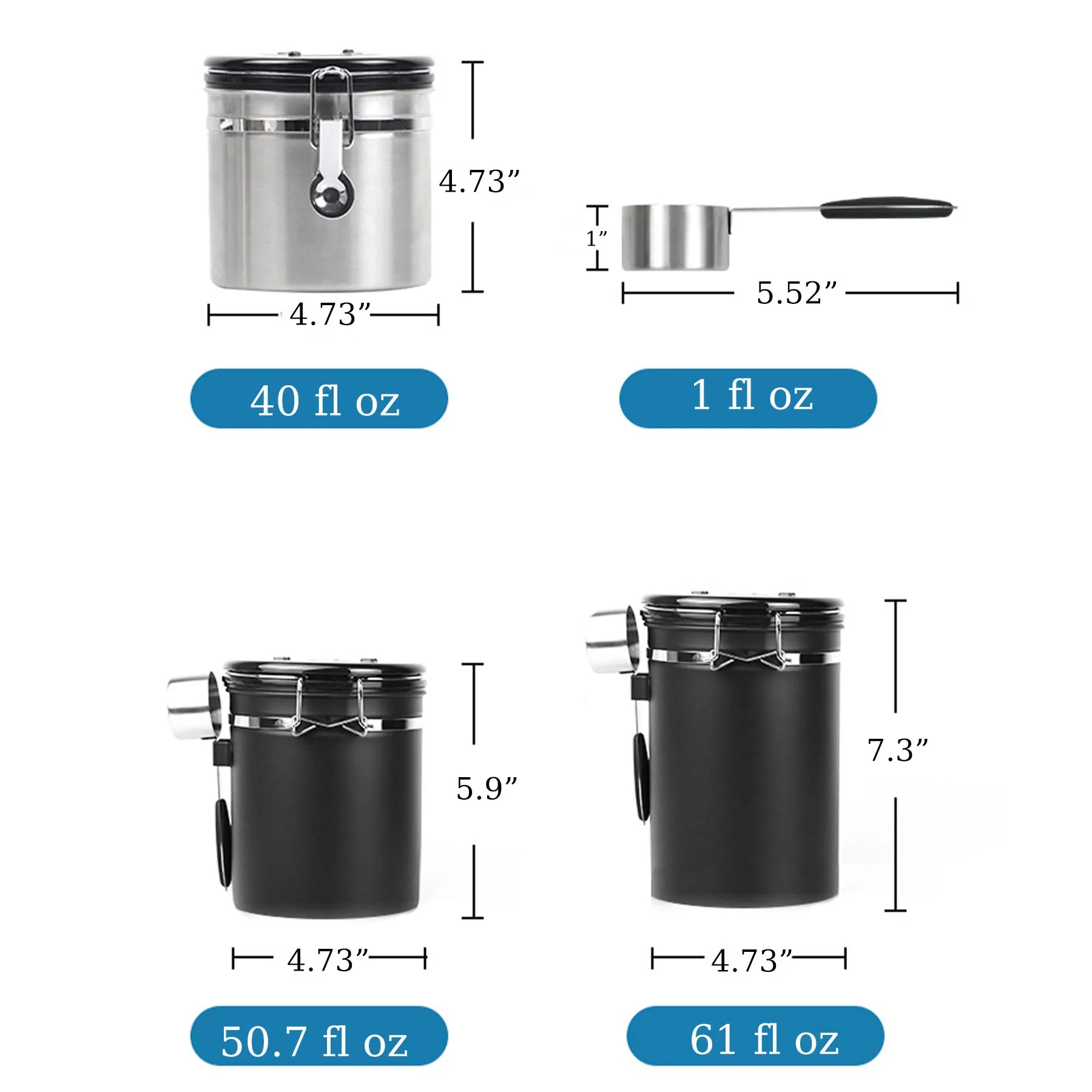 Stainless Steel Airtight Canister with Spoon 6