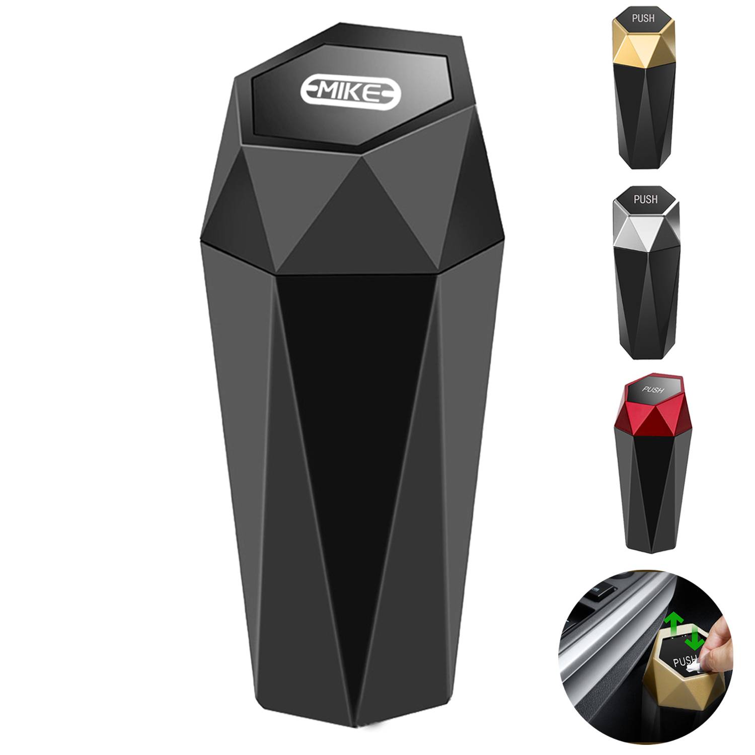 Mini Car Trash Can In Diamond Shape W/ Lid 1