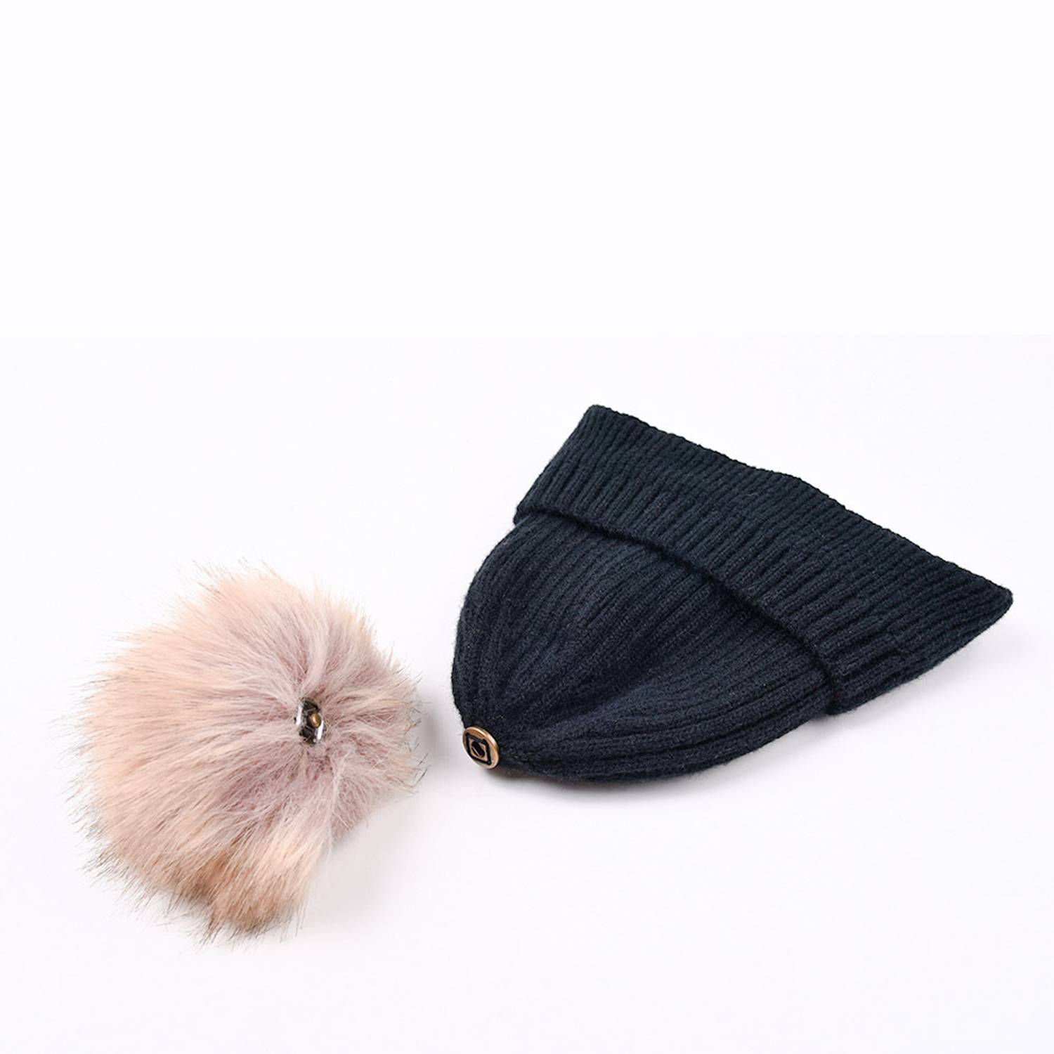 Ear Protection Warm Wool Ball Knitted Hat 4