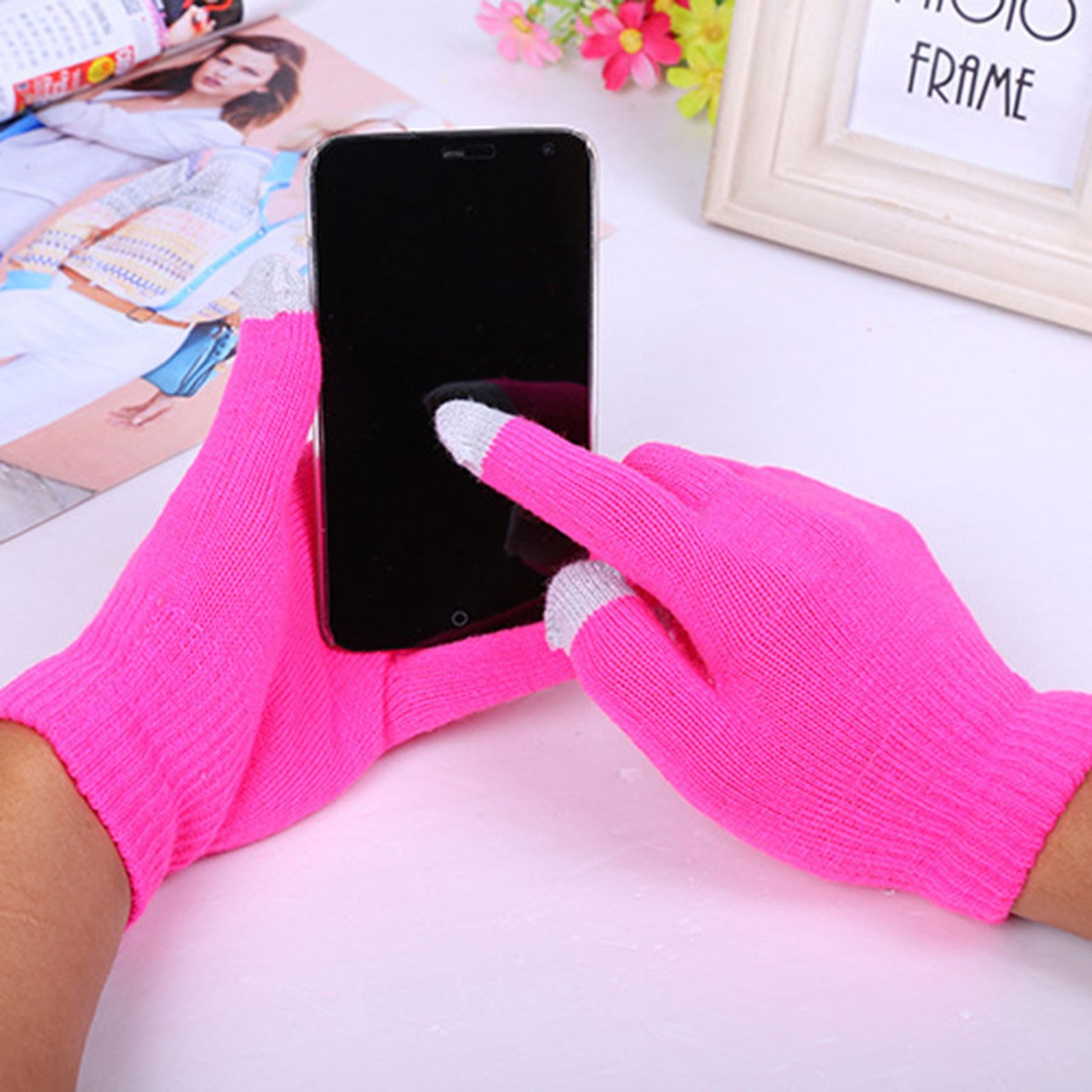 Unisex Knitted Touchscreen Gloves Stretch Texting Mittens 18