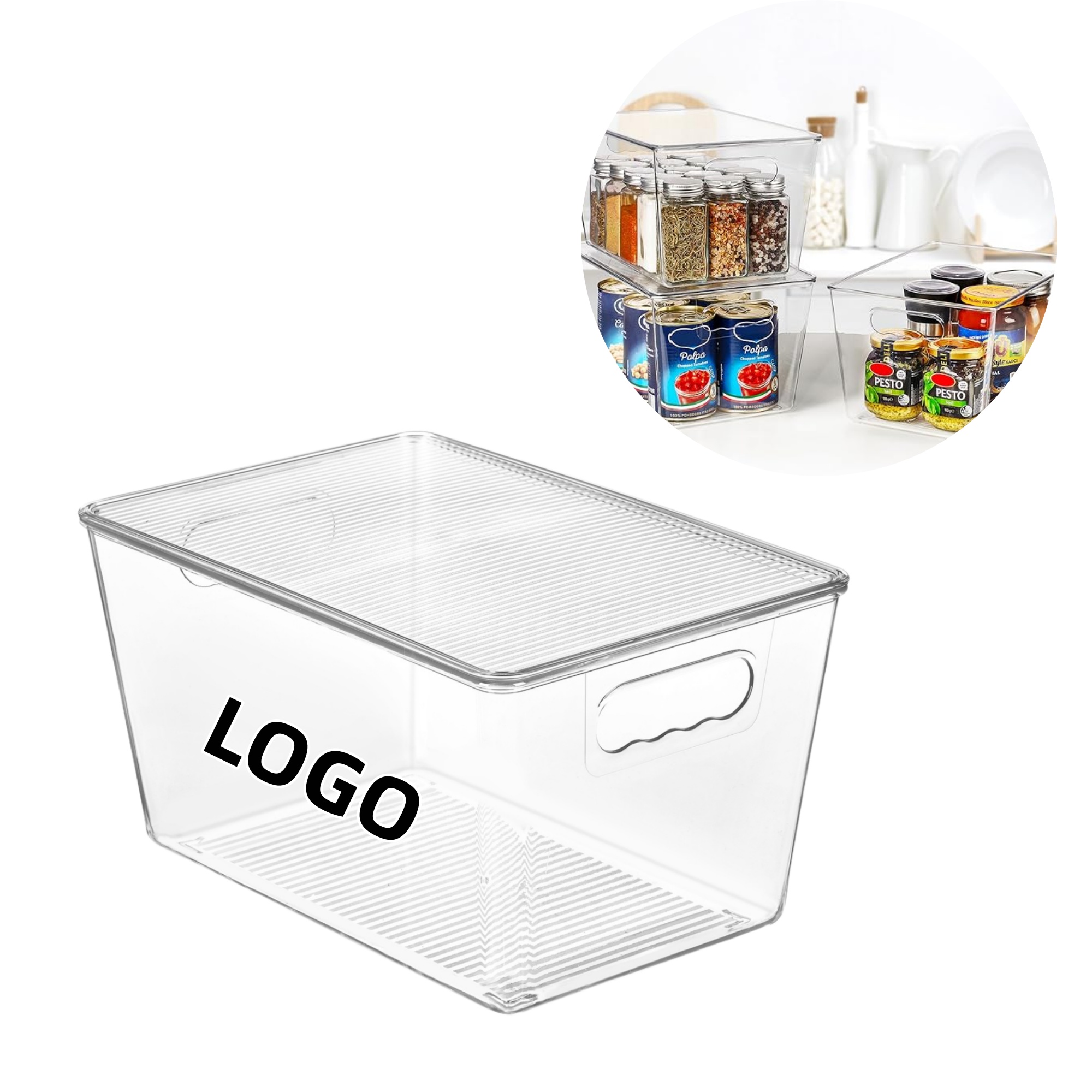 4-pack transparent stackable storage boxes with lids