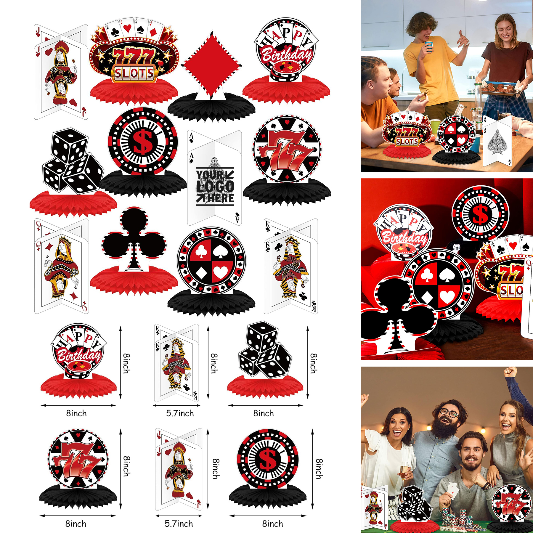 Table Honeycomb Centerpieces Poker Party Decorations Casino Topper 2
