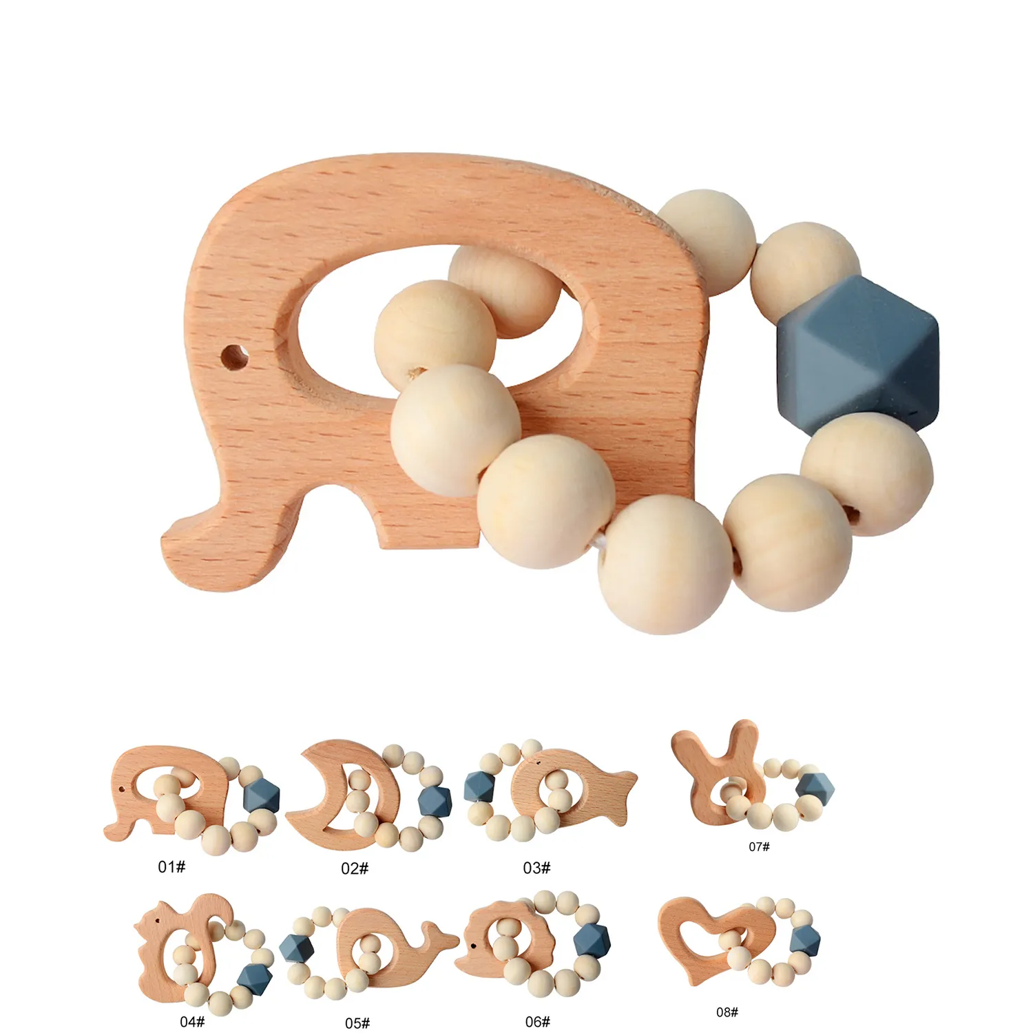 Natural Wood Teething Rattle : 3 M+ 2
