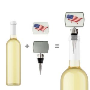 Full Imprint Round Rectangle Medal Wine Stopper Cork 8