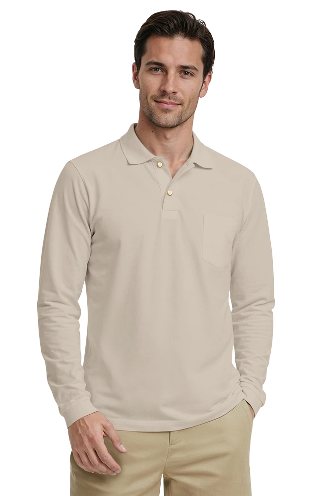 Adult Superblend L/S Pocketed Polo 41