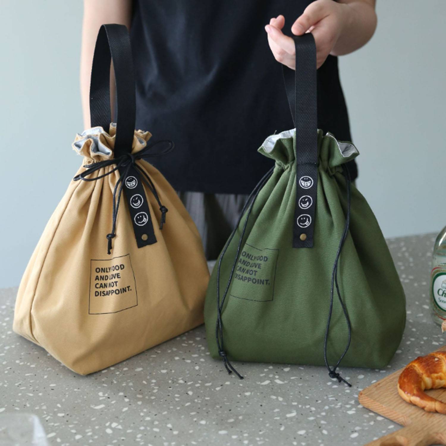 Drawstring Cotton Lunch Bag 4