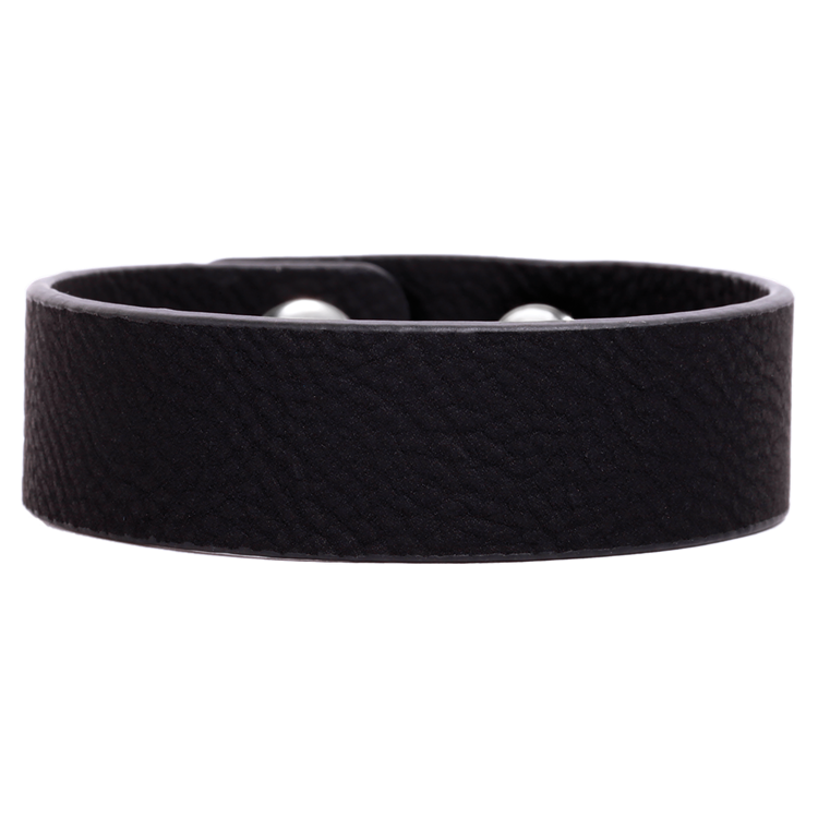 8 1/2" x 3/4" Black/Silver Leatherette Youth Cuff Bracelet 4