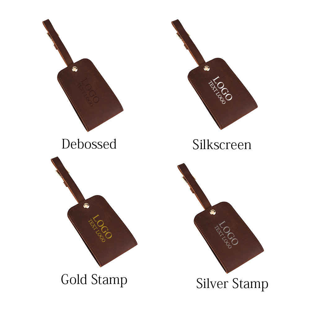 Brown Genuine Leather Luggage Tag 3