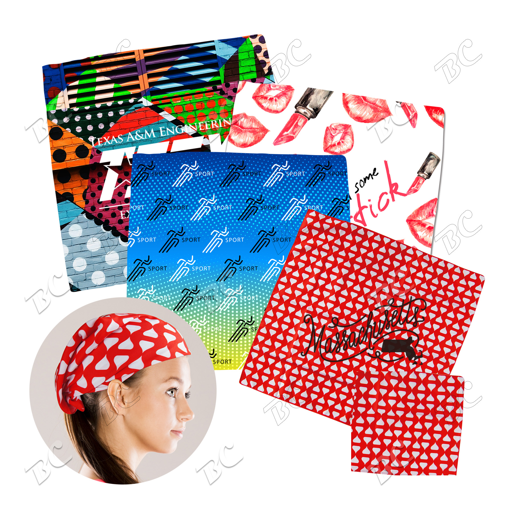100% Polyester Full Color Bandanas 1
