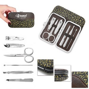 6 Pieces Manicure Set With Golden PU Leather Case 4