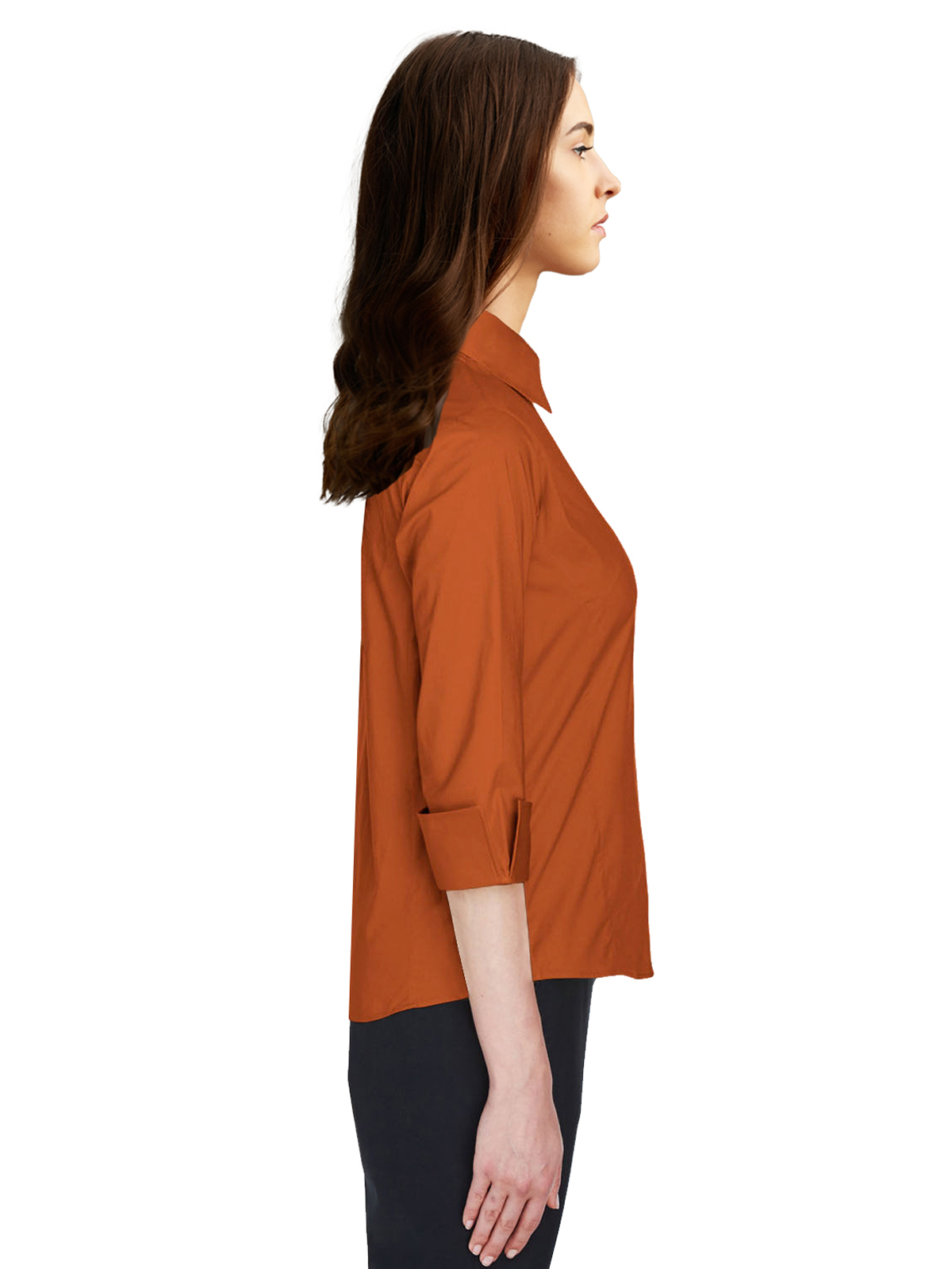 Blue Generation - Women's Pocketless 3/4-Sleeve Poplin Shirt 1