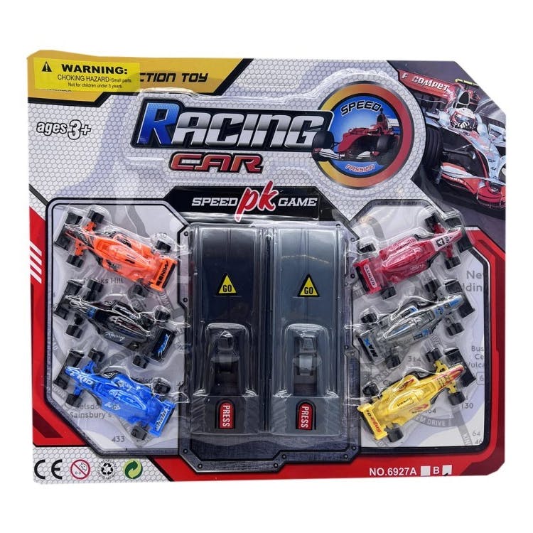 Race Car Action Toys - 2 Launch Ramps & 6 Racers 2