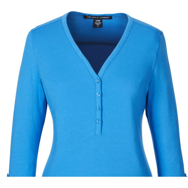 Devon & Jones Ladies' Perfect Fit™ Y-Placket Convertible Sleeve Knit Top 11