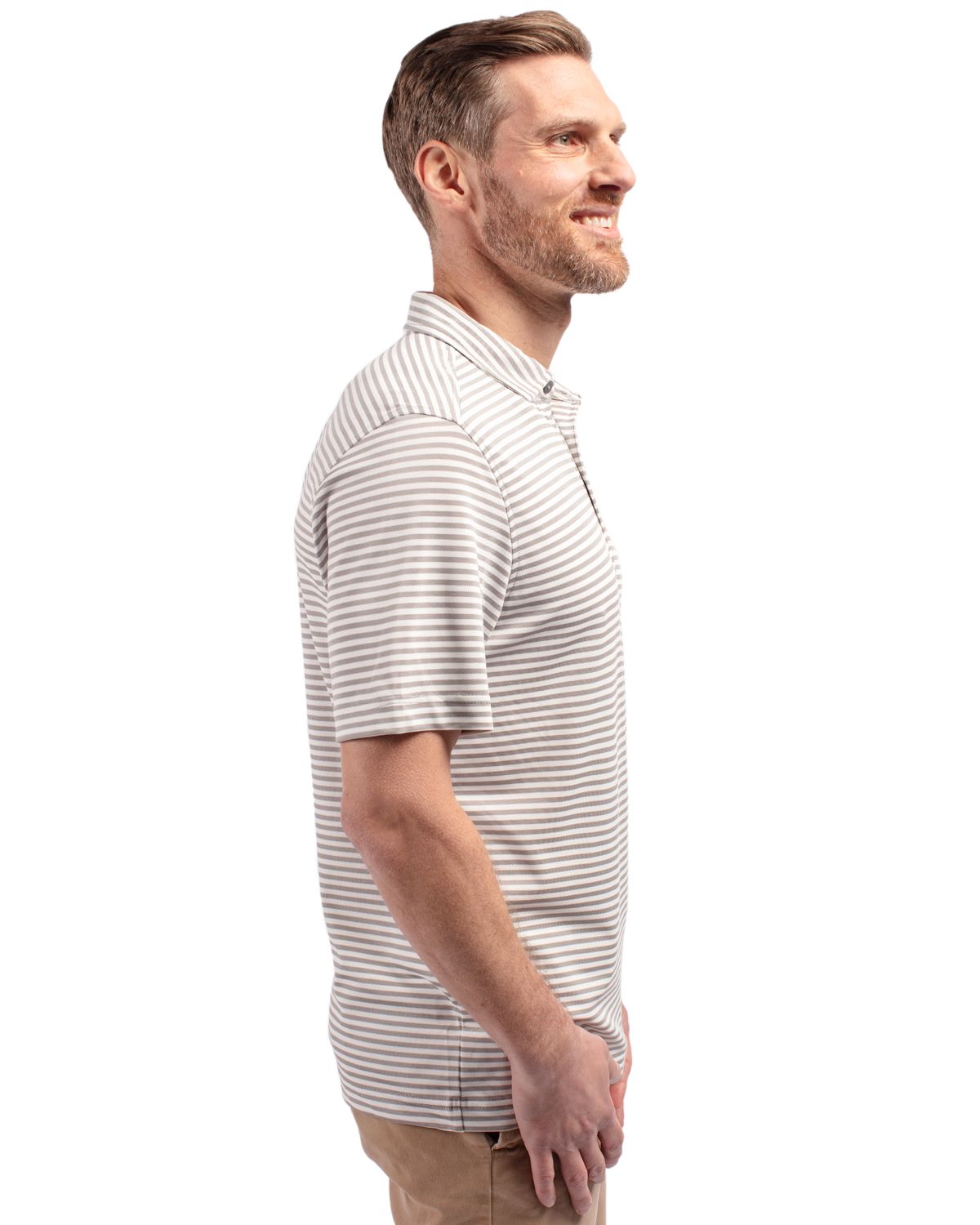 Cutter & Buck Virtue Recycled Stripe Featherlight Pique Mens Big & Tall Polo Big & Tall 65