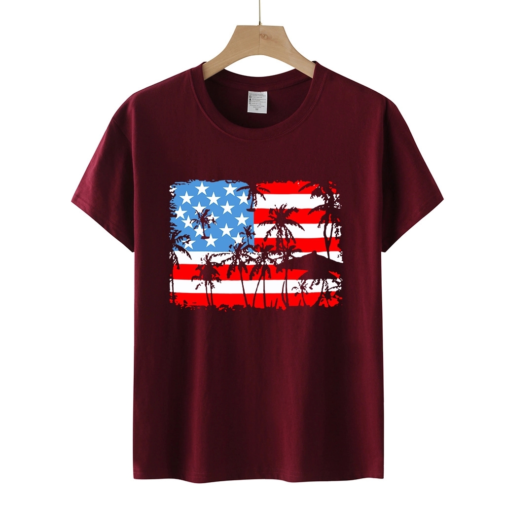 Women American Flag Graphic Short Sleeve Round Neck T-shirt 3