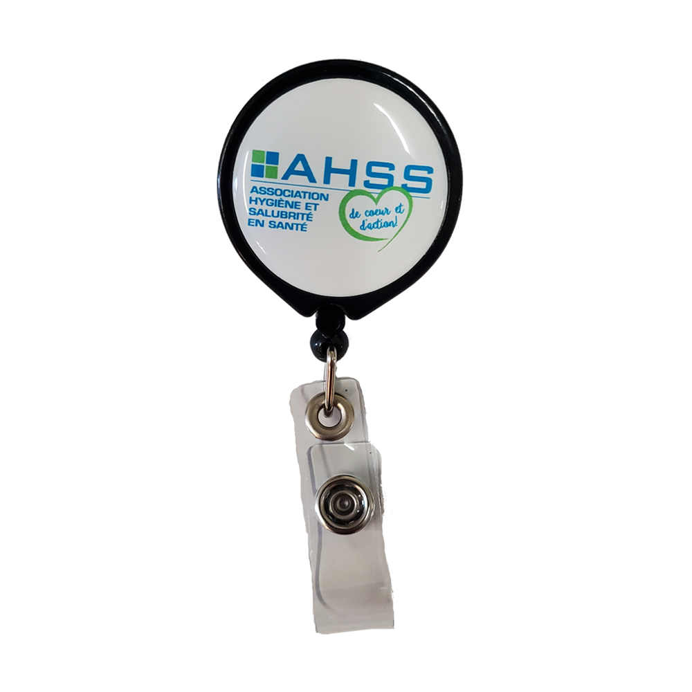Pull Reel / Badge Reel with Aligator Clip and 1-3/16" diameter round imprint 1