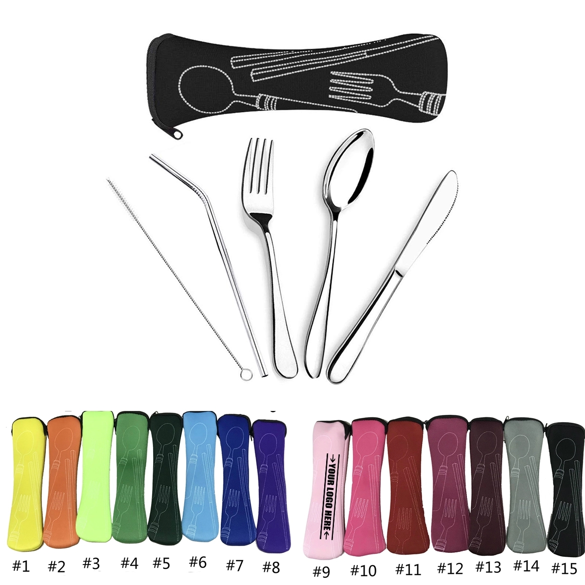 5-Piece Stainless Steel Cutlery Set with Neoprene Case 2