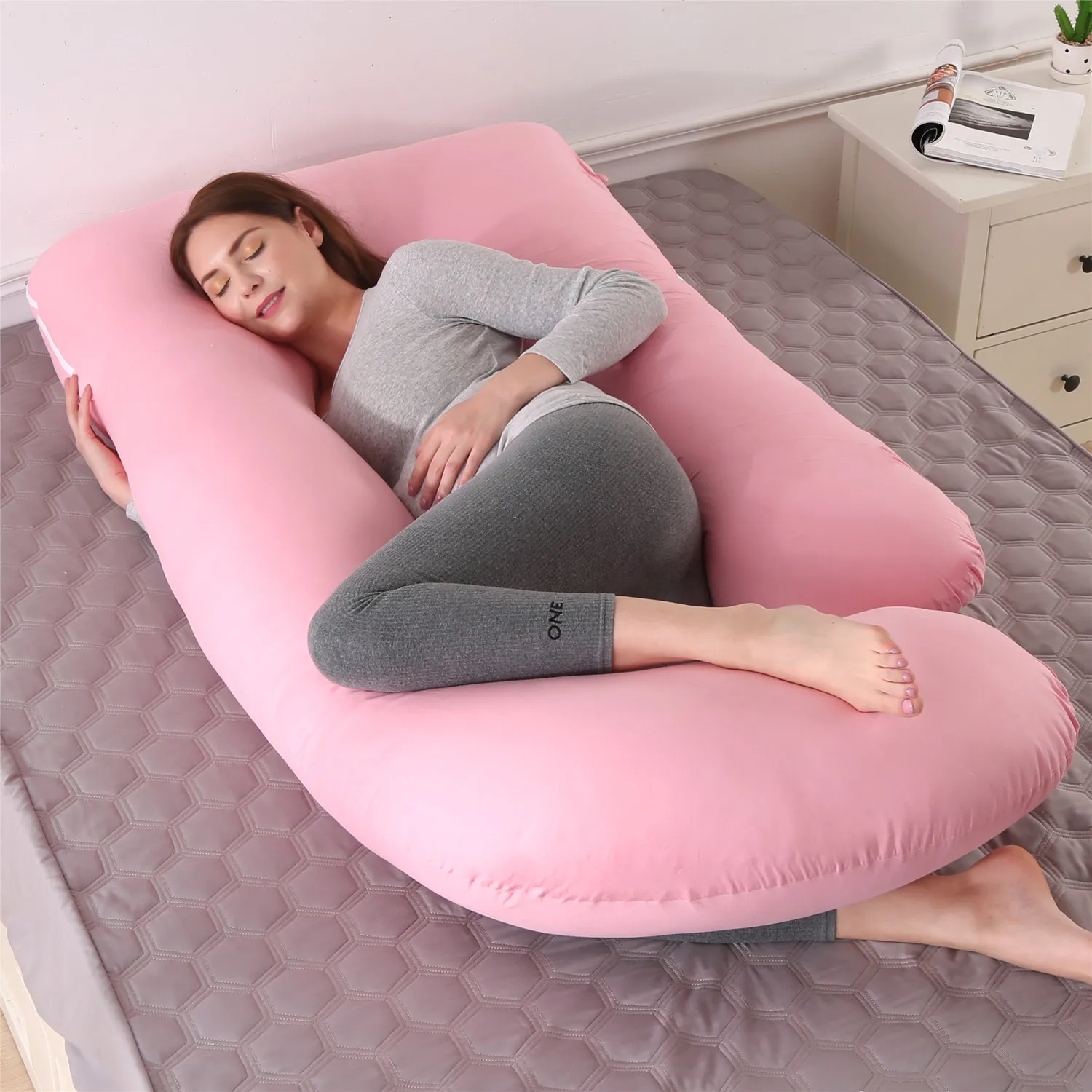 U Shaped Full Body Maternity Pillow With Removable Cover 4