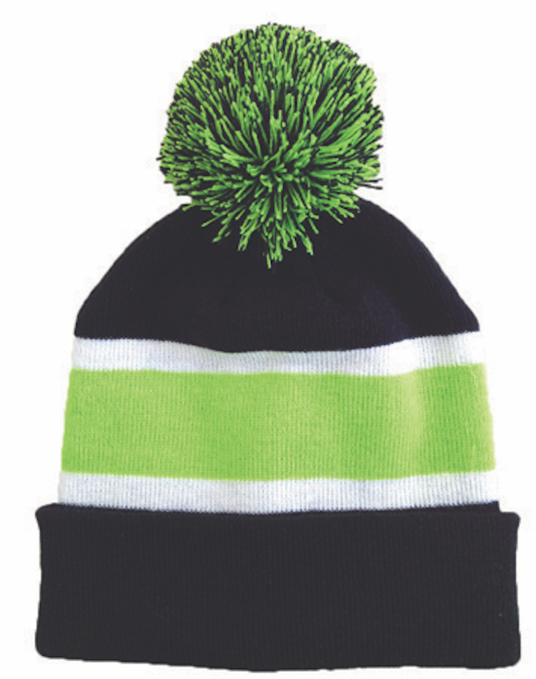 Striped Beanie w/Pom 10