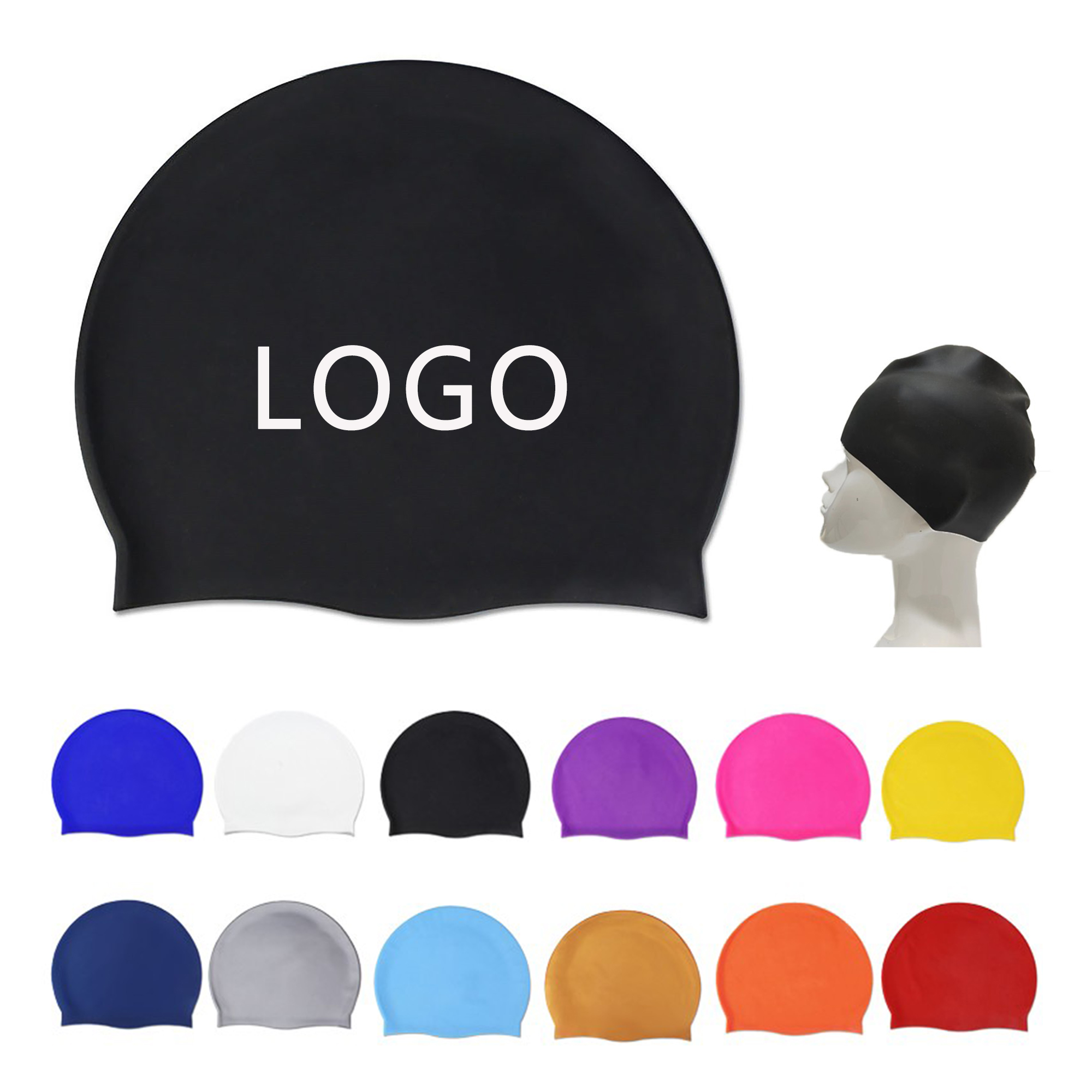Durable Silicone Swimming Cap Non-Slip Grip 6
