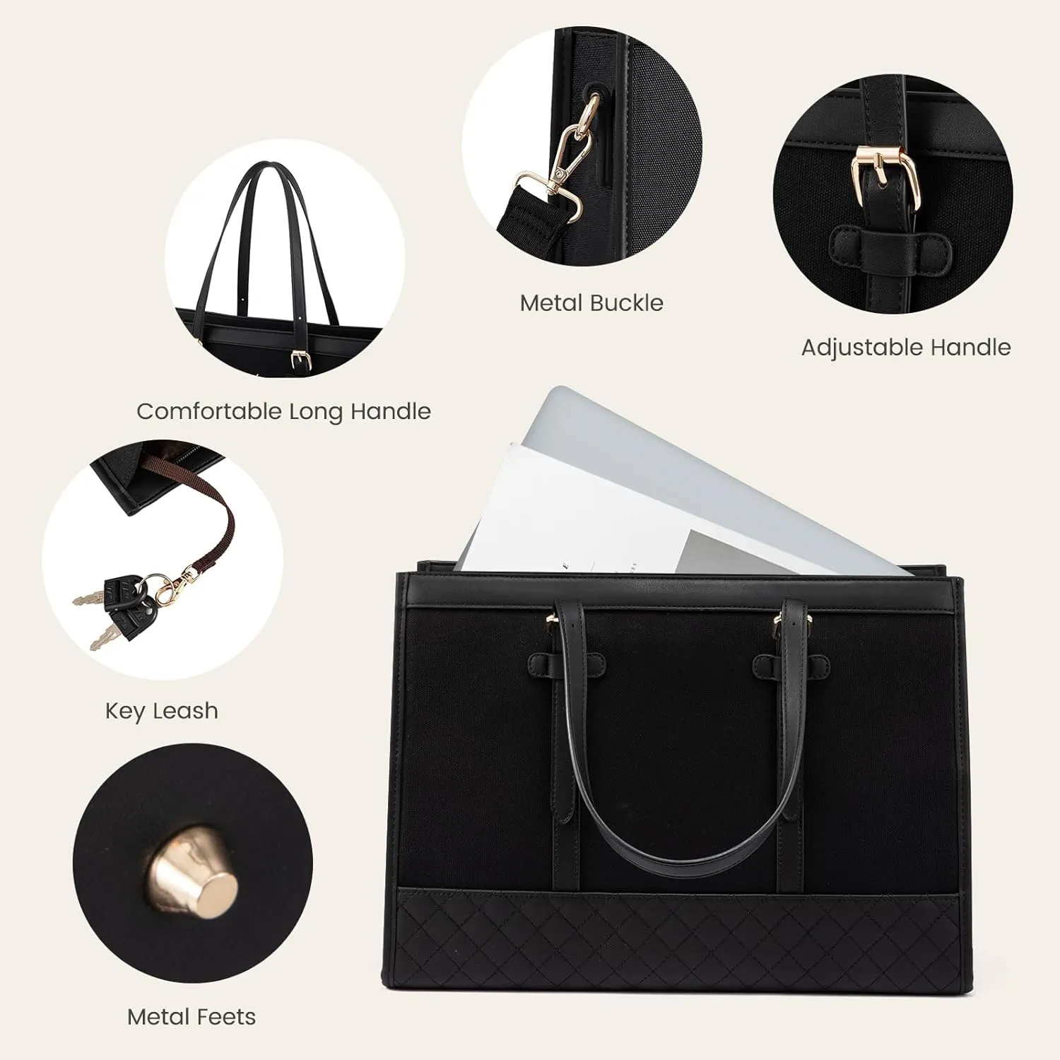Waterproof PU Leather Laptop Tote Bag 5
