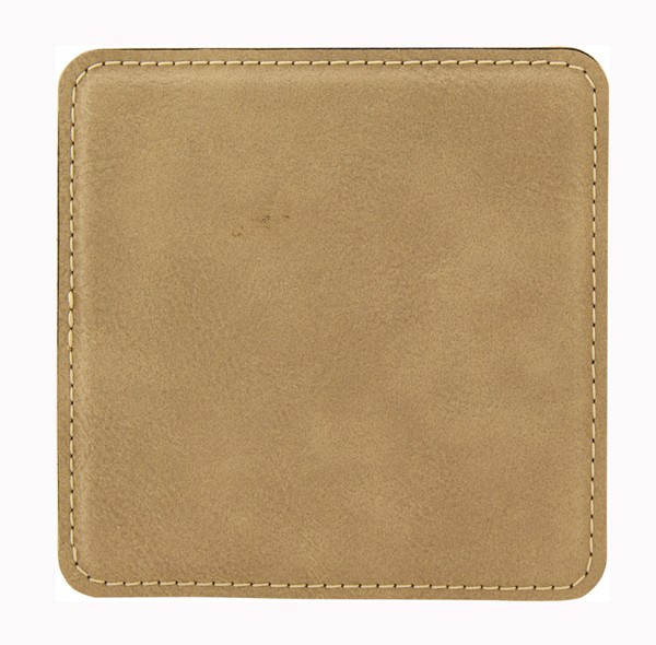 Leatherette Square Coaster - Dark Brown Screen Imprinted 3
