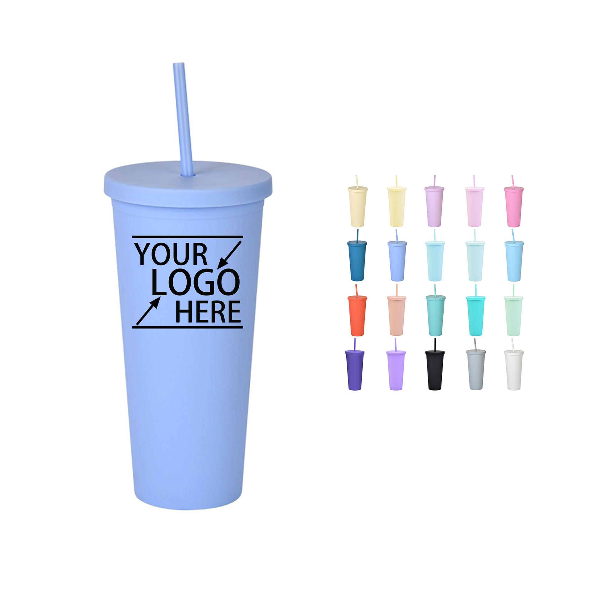 23OZ Double-Wall Plastic Straw Cup 2