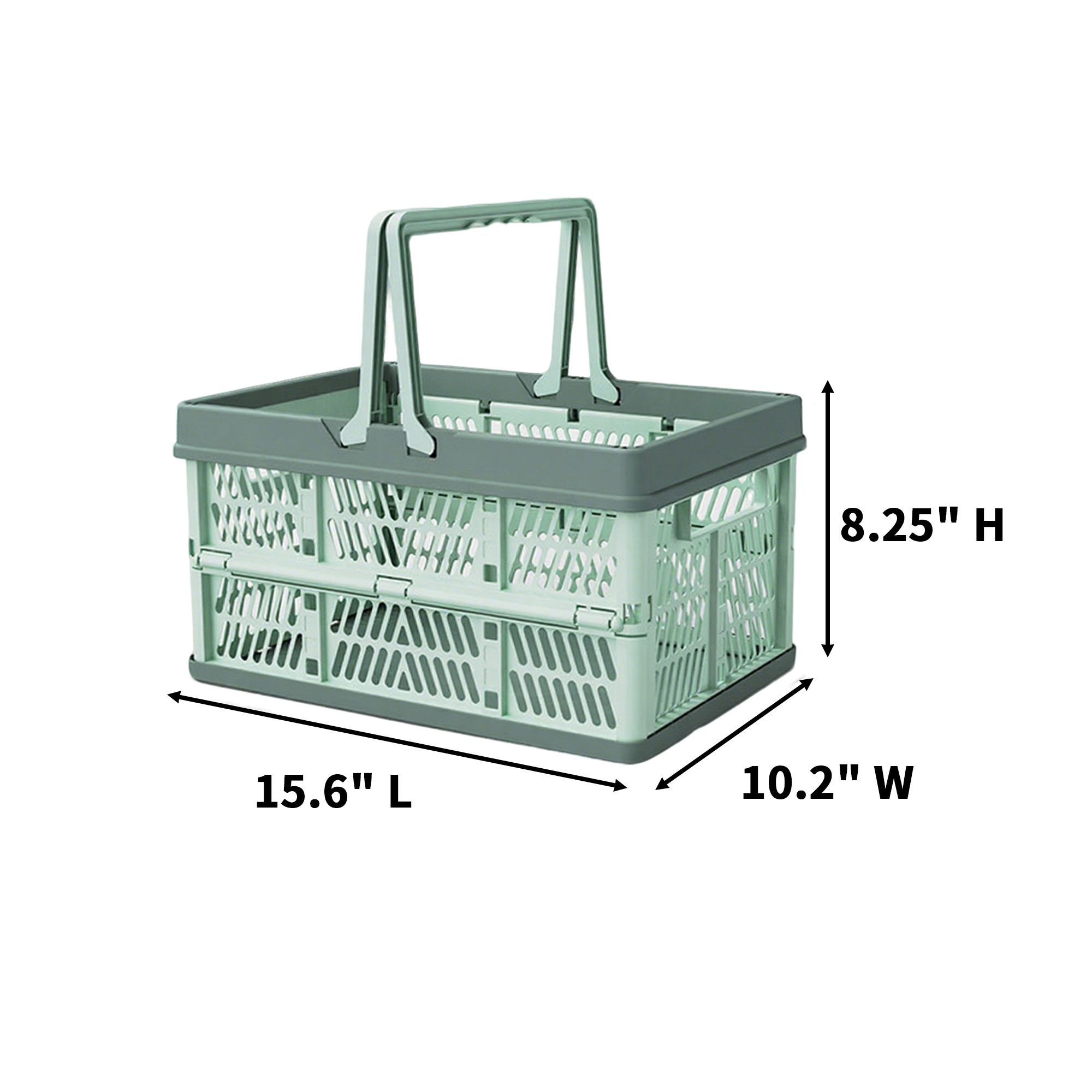 Collapsible Plastic Crate Basket 15.6 x 10.2 x 8.25" 2